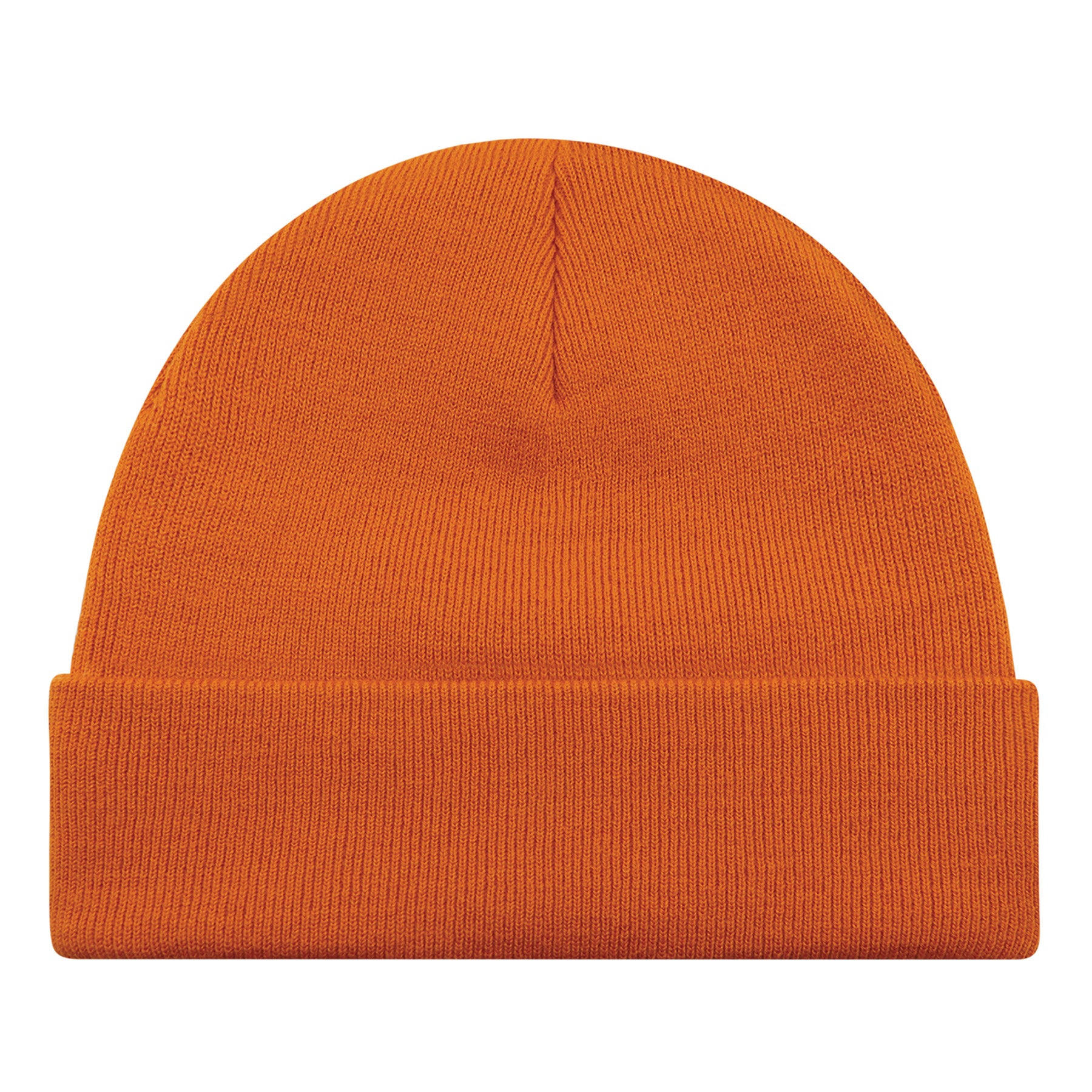 AJM Acrylic Cuff Toque in a bright burnt orange color.