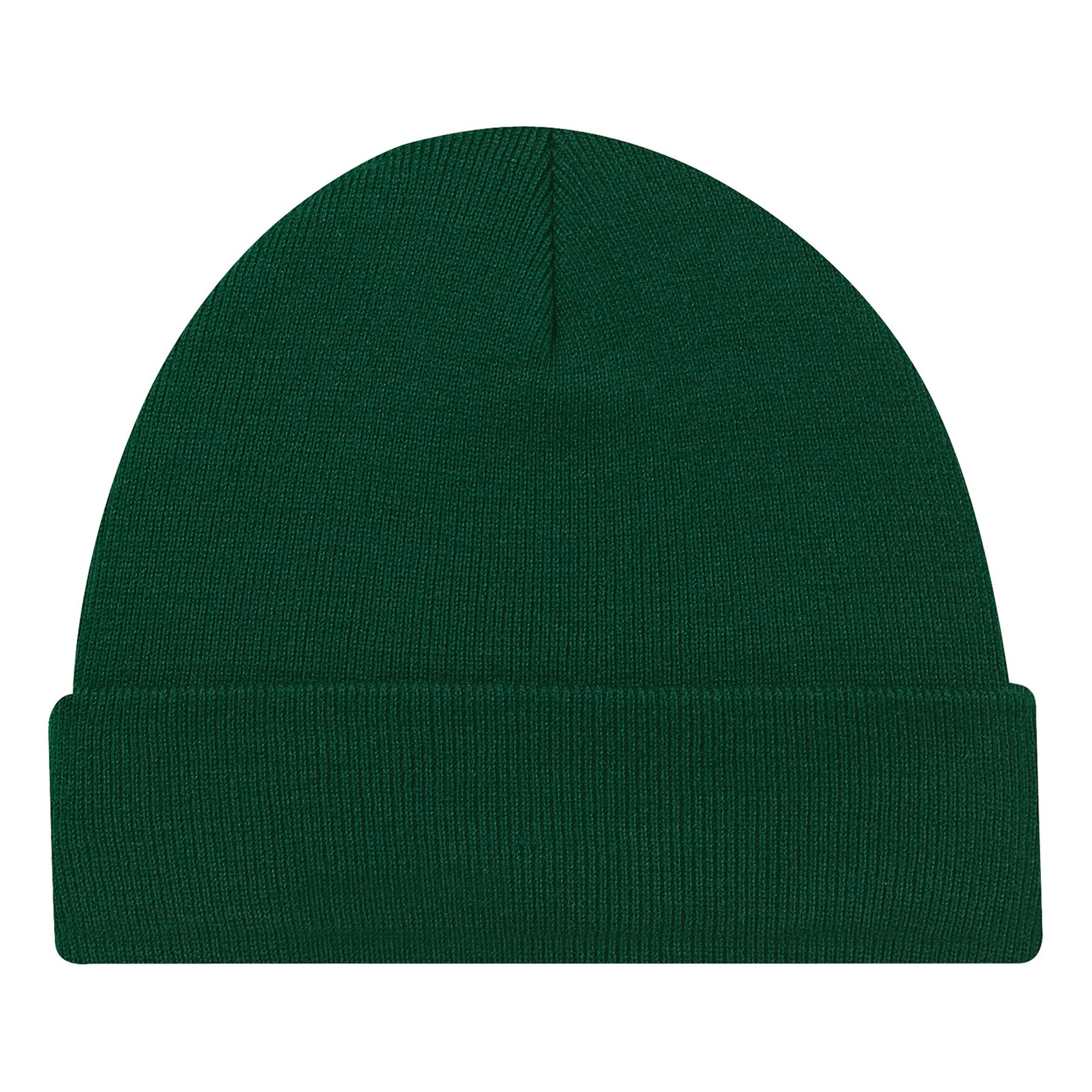 AJM Acrylic Cuff Toque in forest green isolated on a white background.