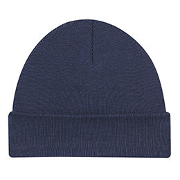 Navy AJM Acrylic Cuff Toque featuring a classic ribbed knit design.