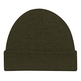 Olive green AJM Acrylic Cuff Toque winter beanie.