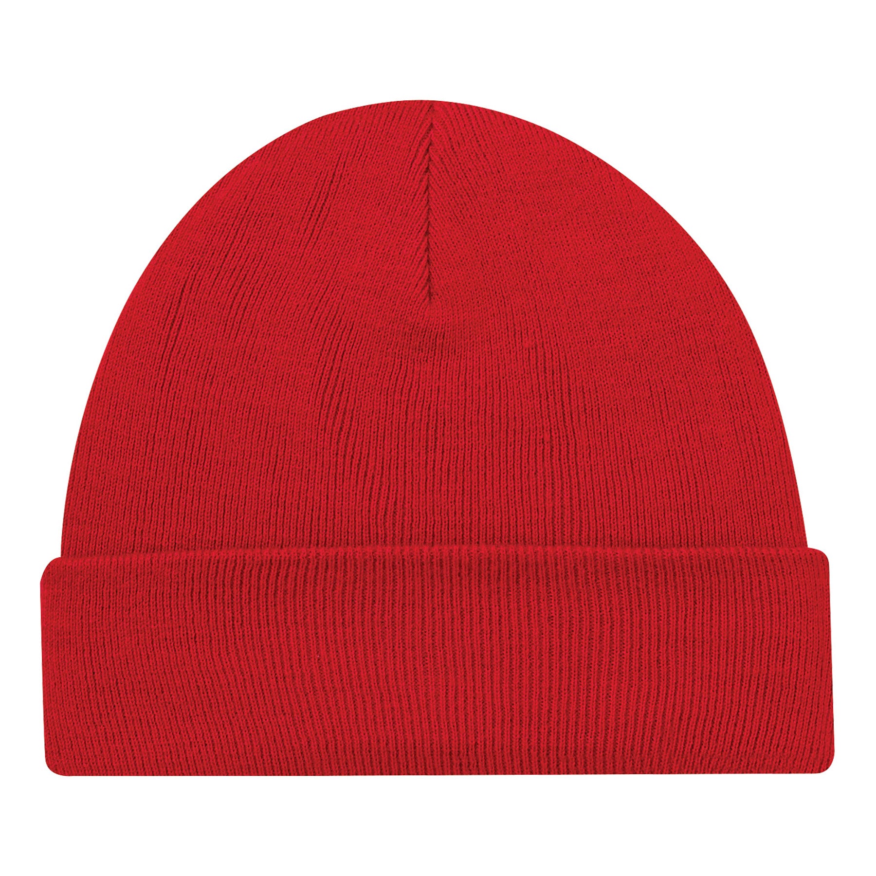 AJM Acrylic Cuff Toque in bright red, featuring a classic knit design with a folded brim.
