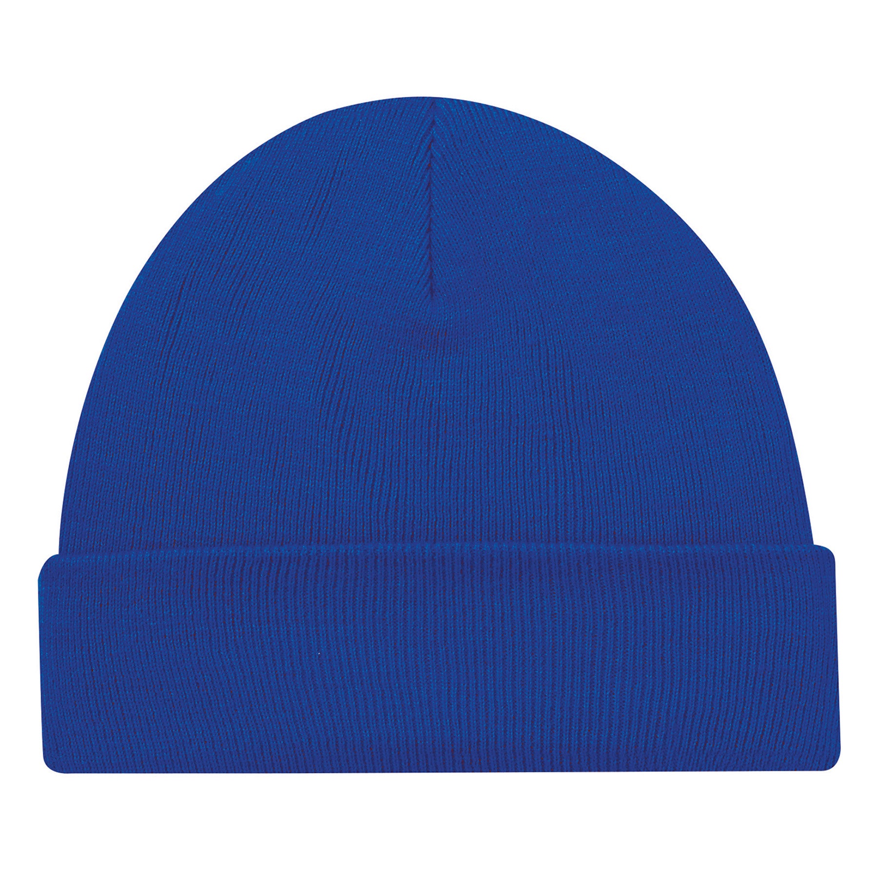 AJM Acrylic Cuff Toque in royal blue featuring a knit design and folded cuff.