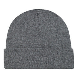 AJM Acrylic Cuff Toque in slate gray, featuring a classic knit design with a folded brim.