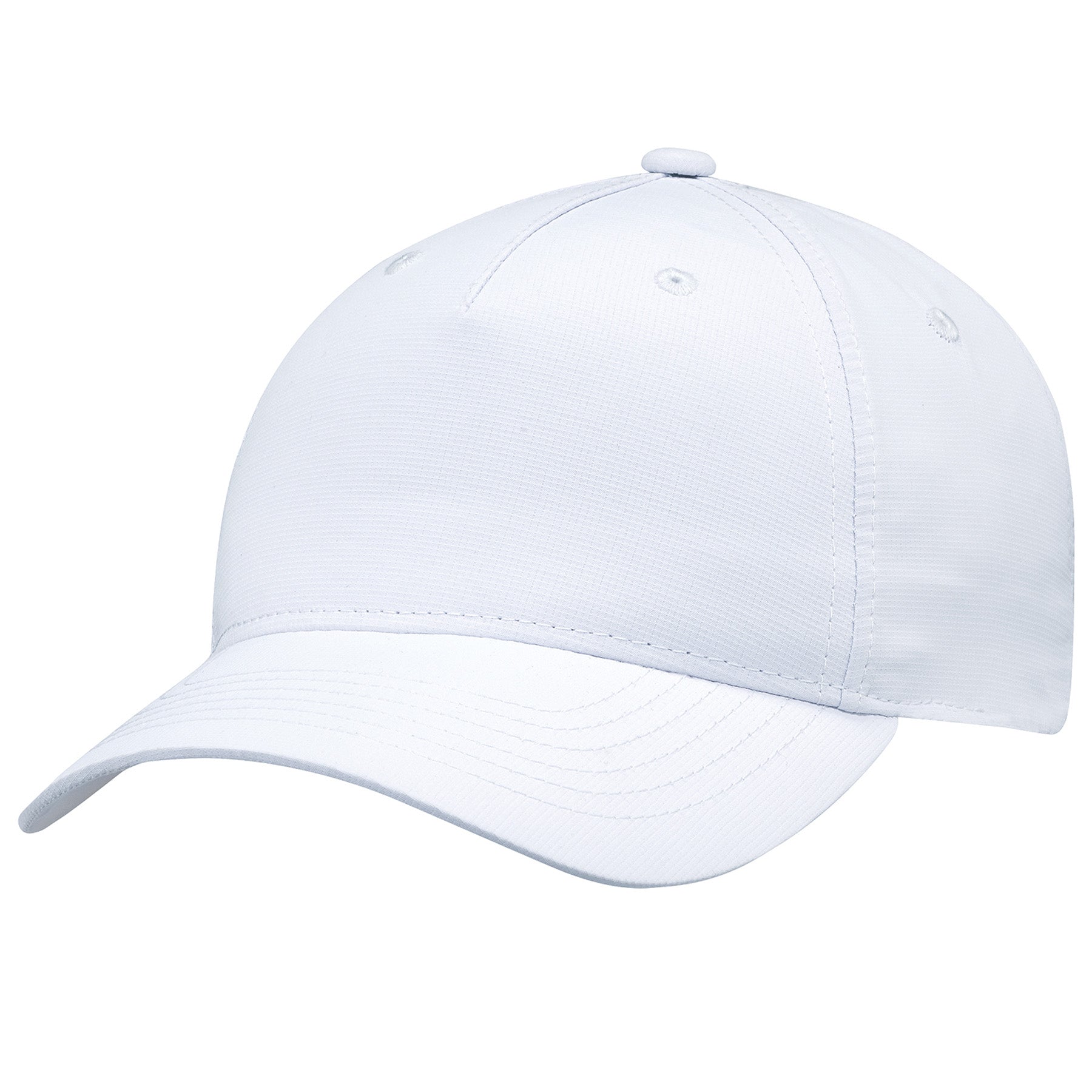 AJM Women's 5-panel constructed hat in white, featuring a polycotton and polyester mesh design.