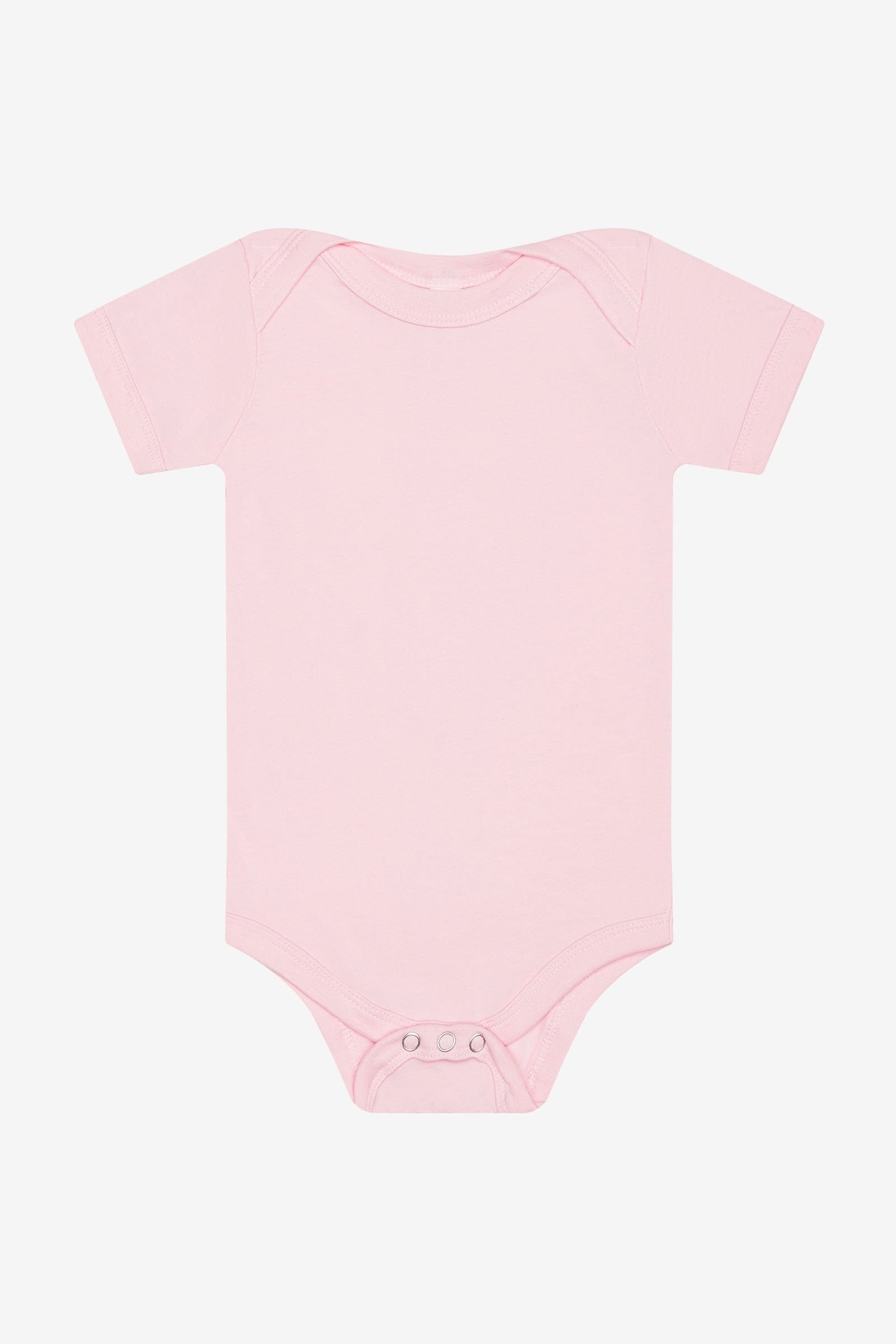 Bella+Canvas Infant Jersey Short Sleeve One Piece in pink against a white background.