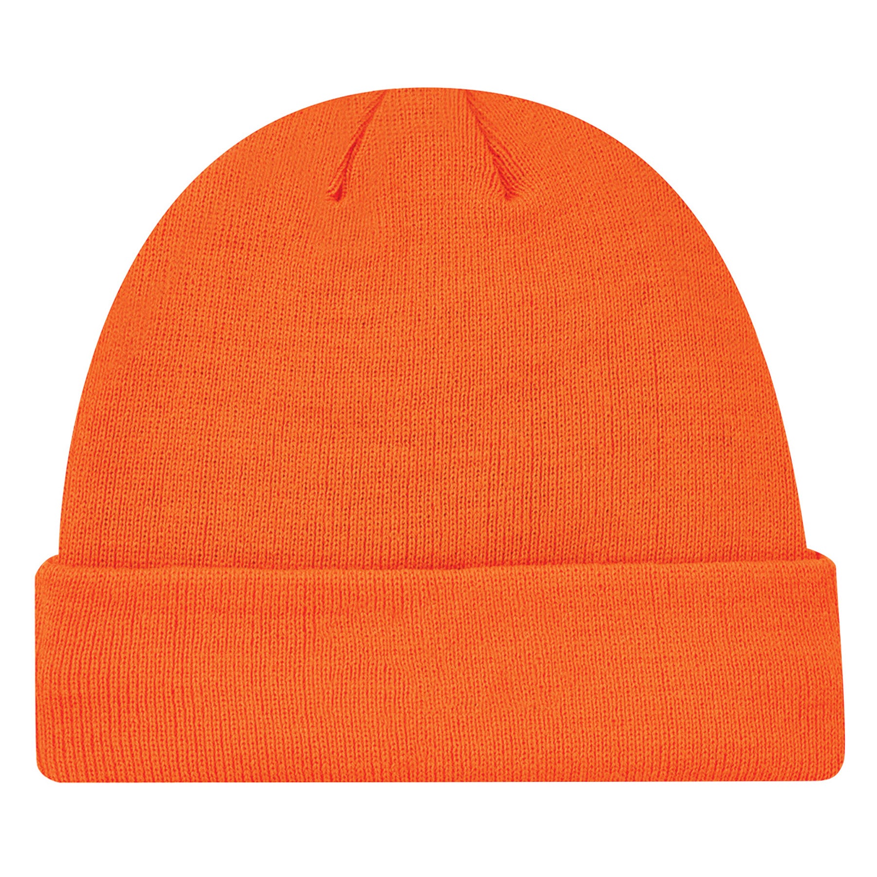 AJM acrylic and polyester micro fleece cuff toque in fluorescent orange.