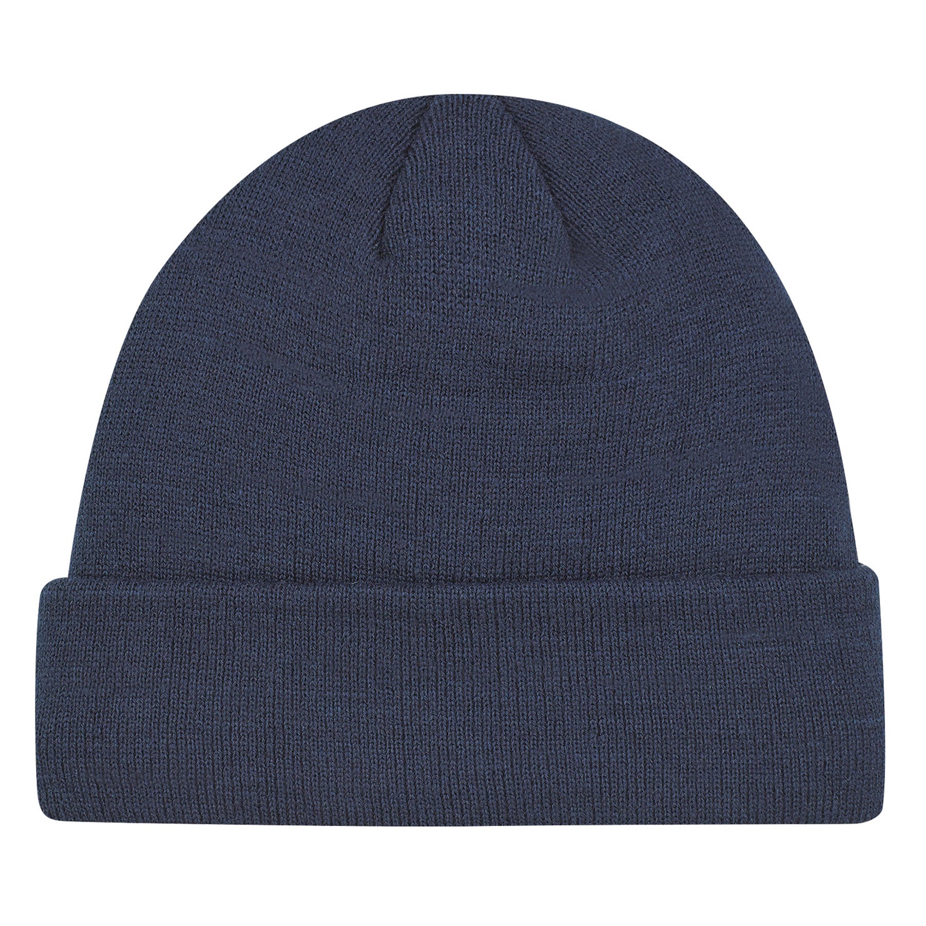 Navy blue AJM acrylic and polyester micro fleece cuff toque.