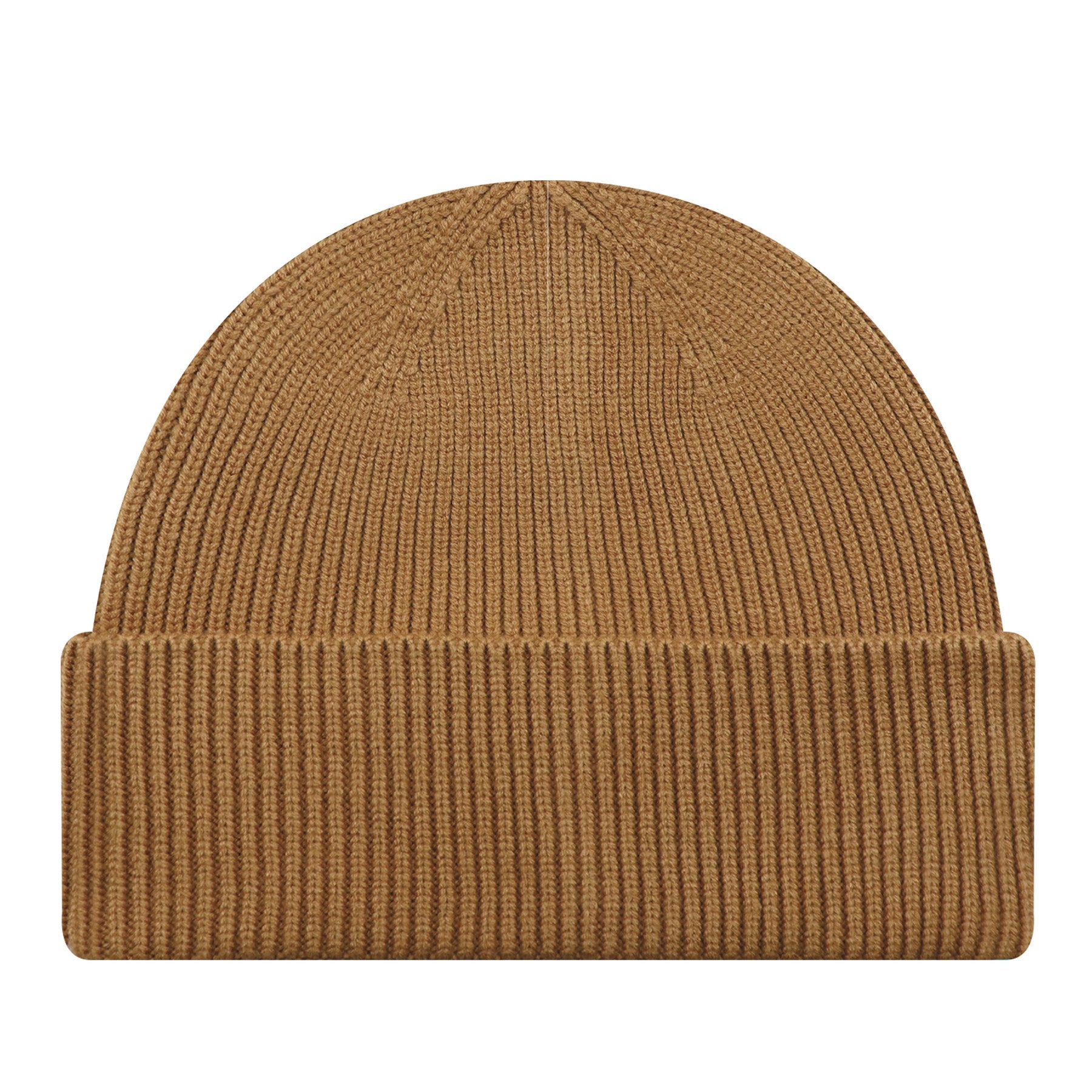 AJM Premium Tri-Blend Cuff Toque in duck brown featuring a classic ribbed knit design and flat seams.