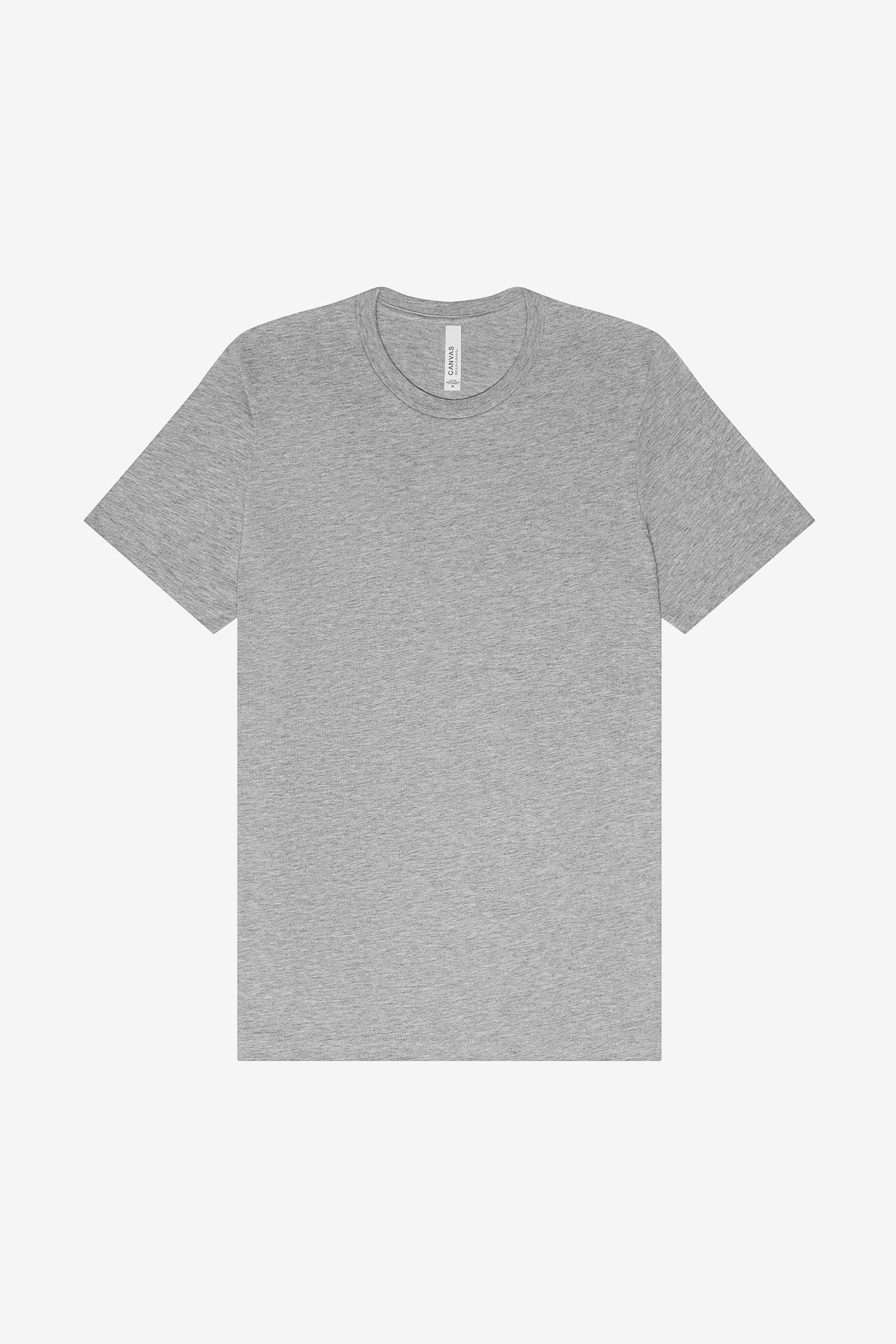 Bella+Canvas Unisex Heather CVC Short Sleeve Tee in athletic heather gray color.