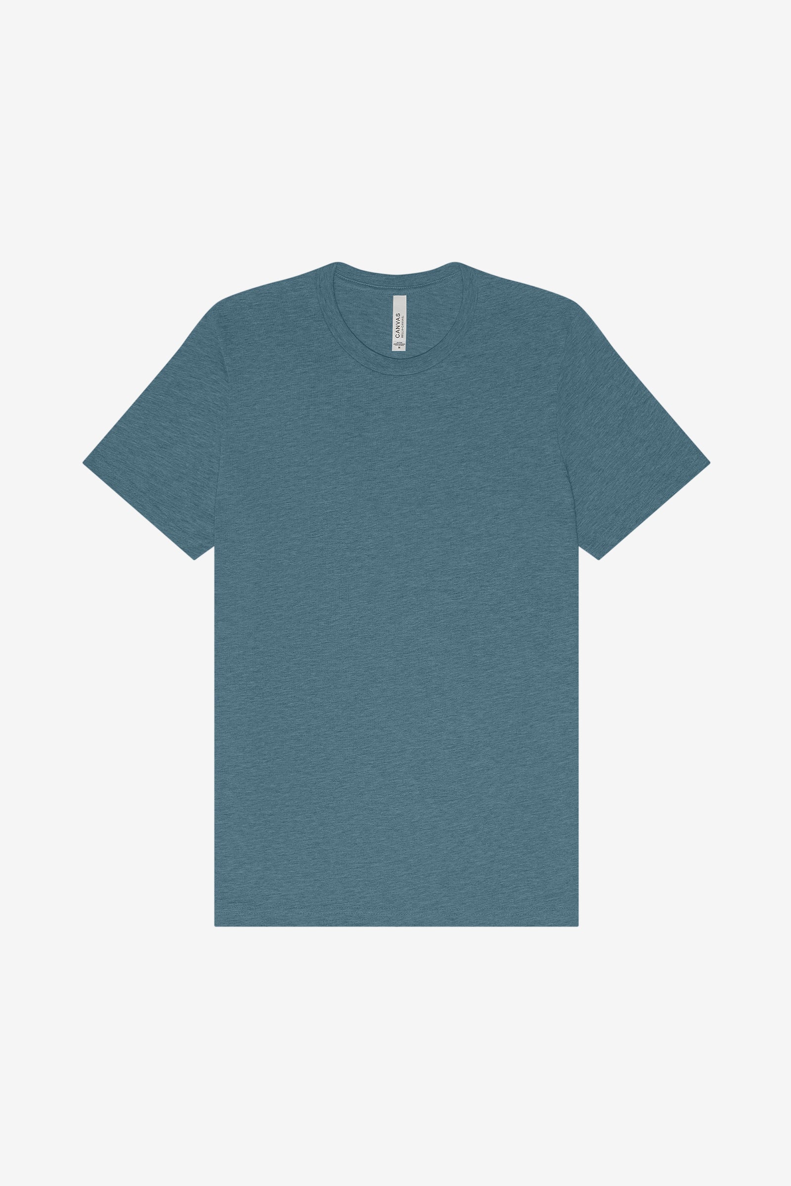 Bella+Canvas Unisex Heather CVC Short Sleeve Tee in heather deep teal flat lay.