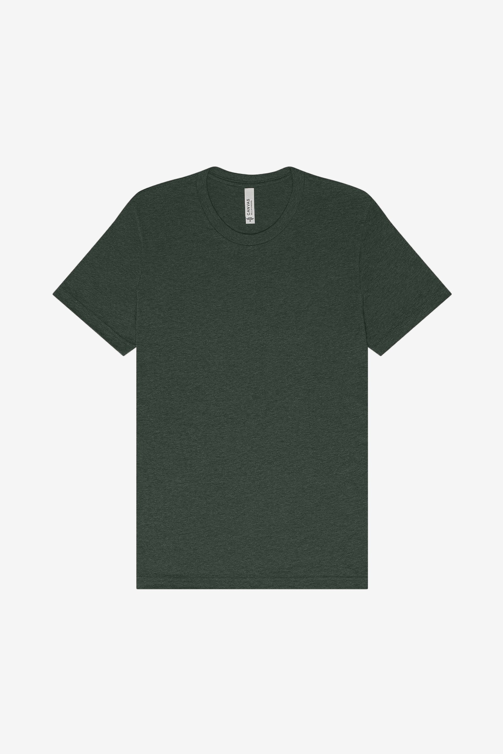 Bella+Canvas Unisex Heather CVC Short Sleeve Tee in heather forest green.