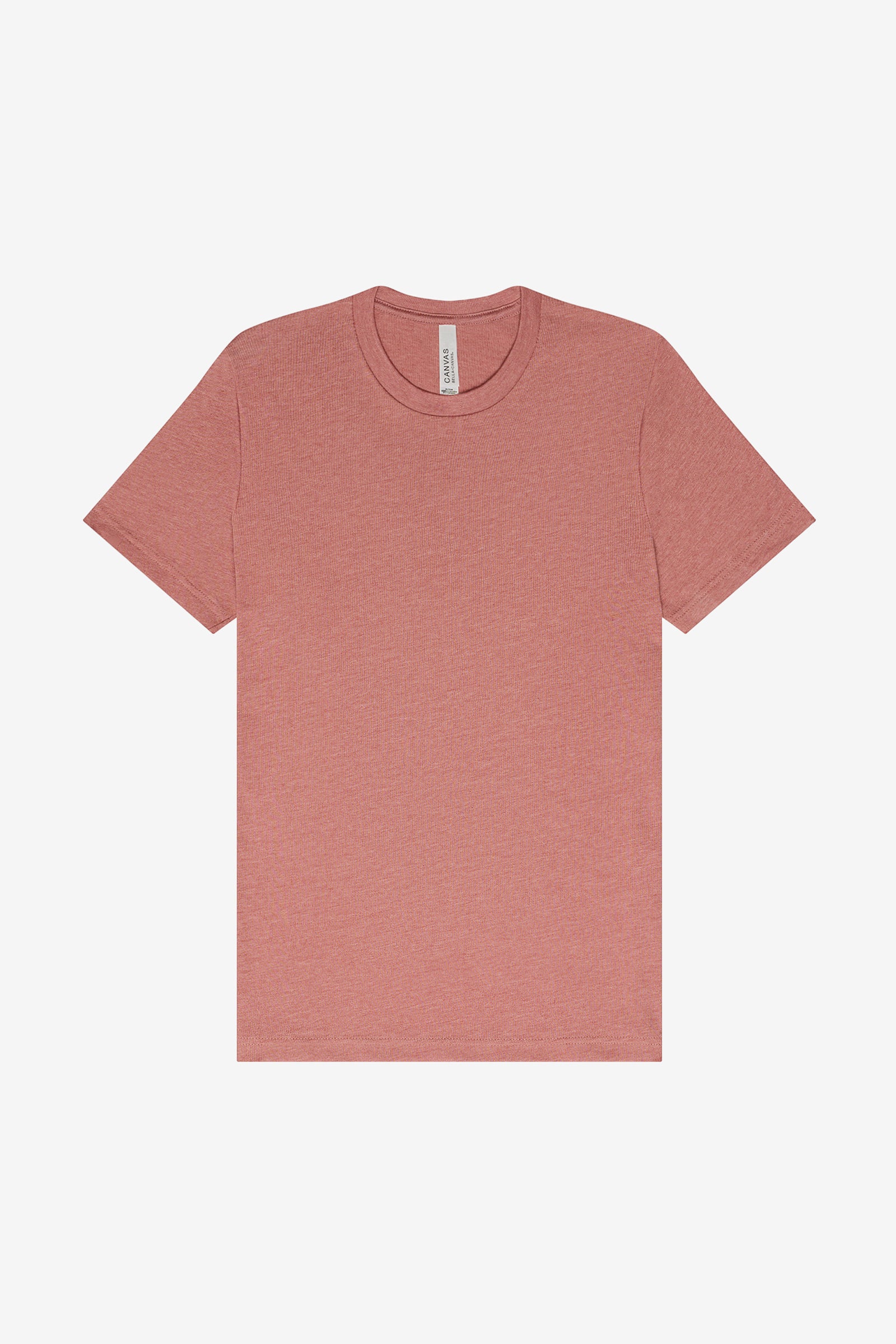 Bella+Canvas Unisex Heather CVC Short Sleeve Tee in heather mauve, a plain crew neck t-shirt.