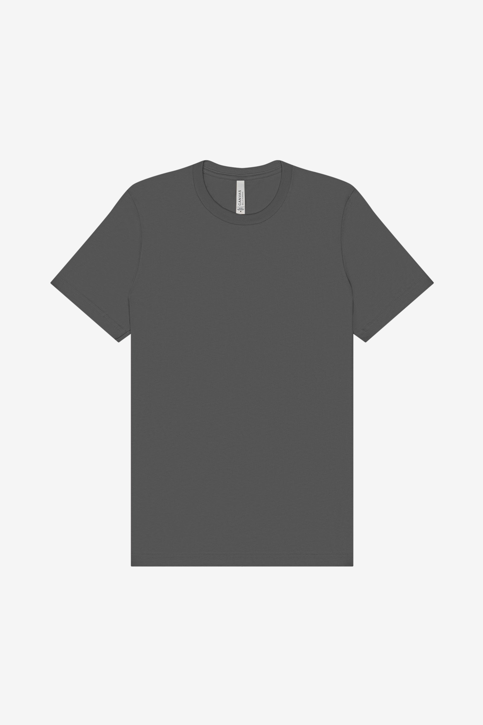 Bella+Canvas Unisex Jersey Short Sleeve Tee in asphalt, featuring a classic crew neck and short sleeves.