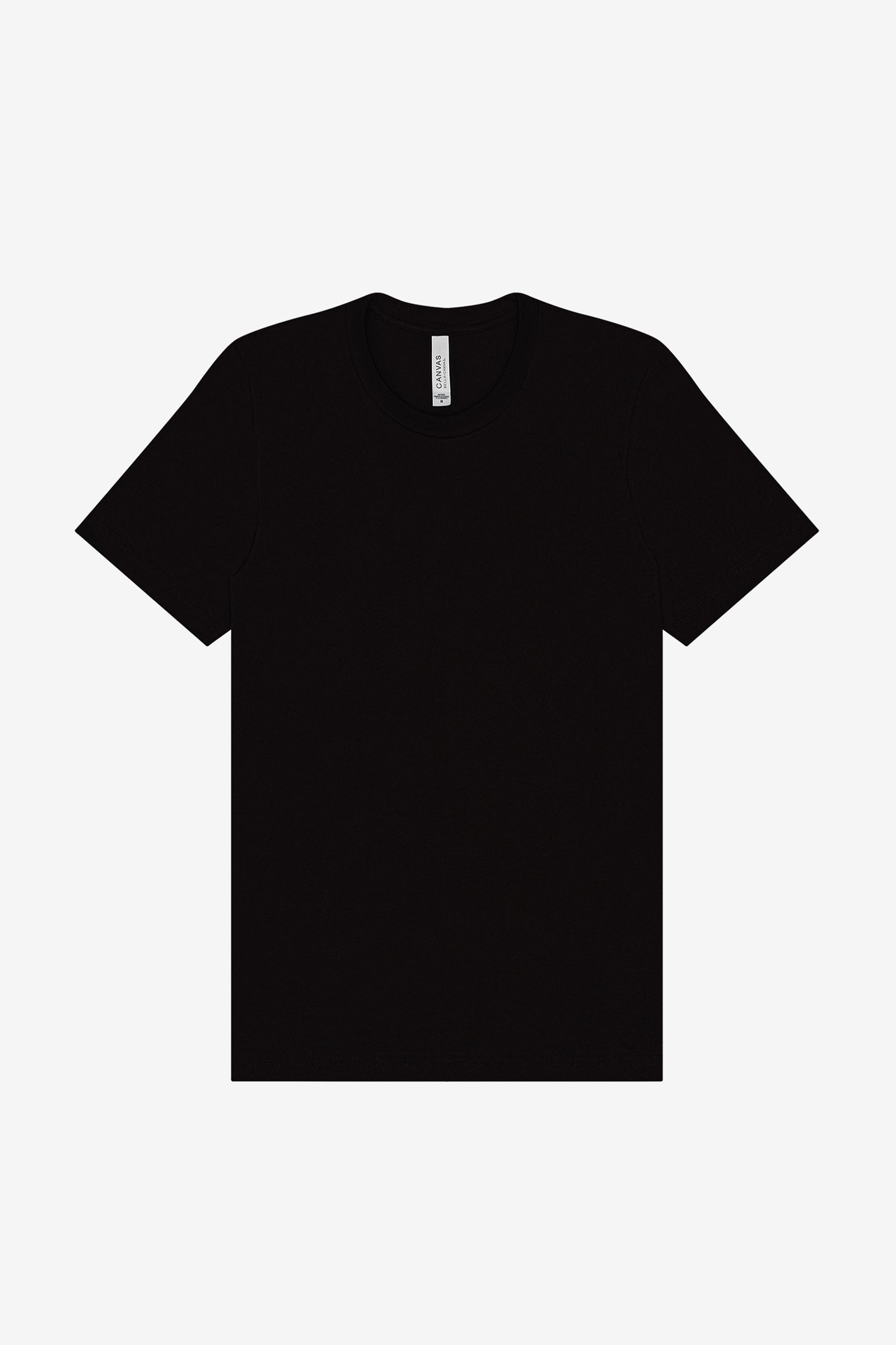 Bella+Canvas Unisex Jersey Short Sleeve Tee in solid black, displayed as a flat-lay t-shirt.