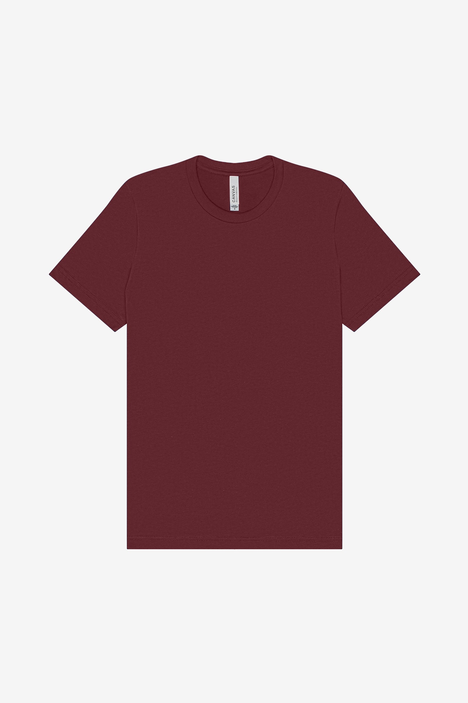 Bella+Canvas Unisex Jersey Short Sleeve Tee in maroon, a solid-colored crewneck t-shirt.