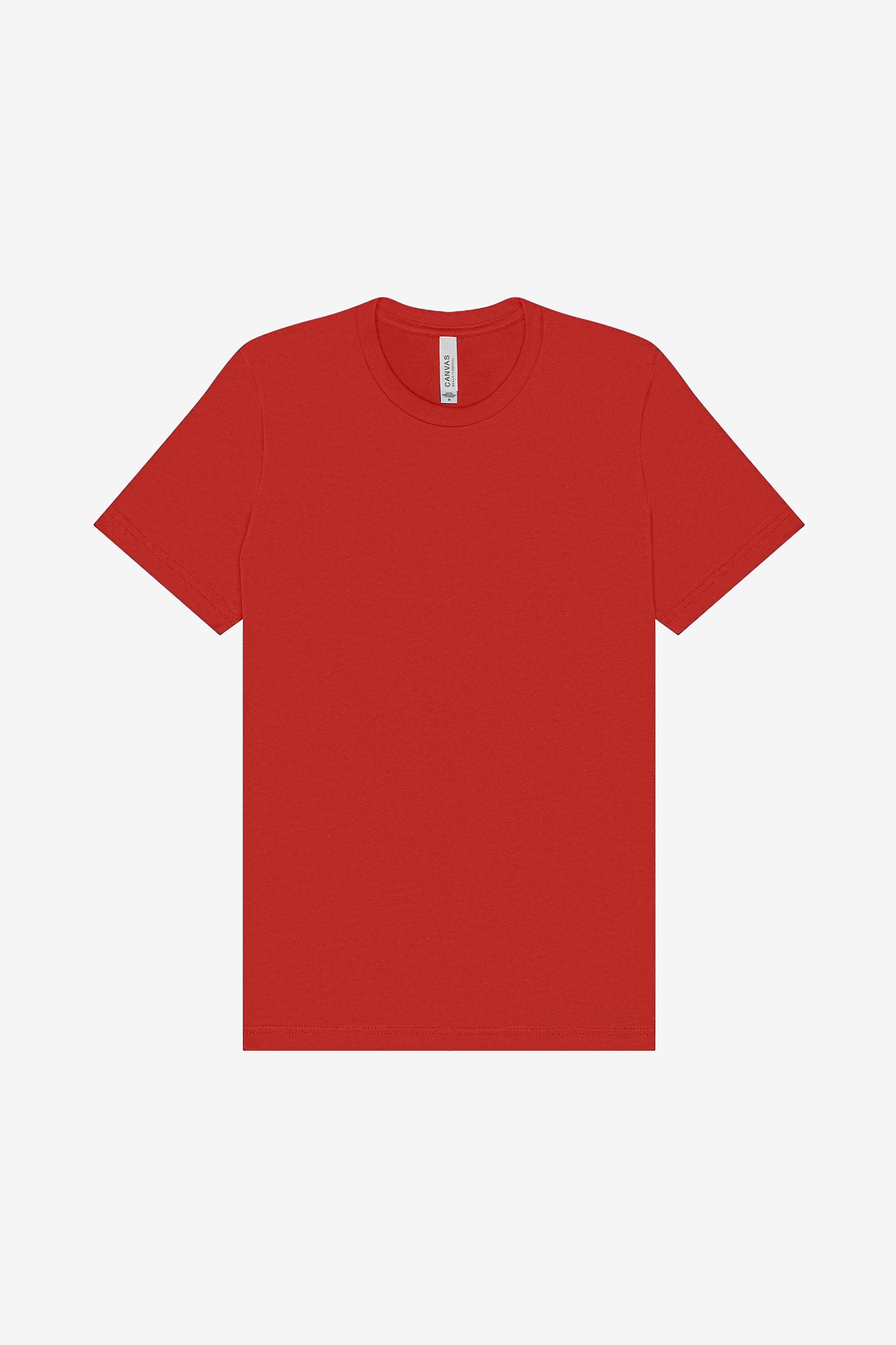 Bella+Canvas unisex jersey short sleeve tee in red, shown in a flat-lay view.