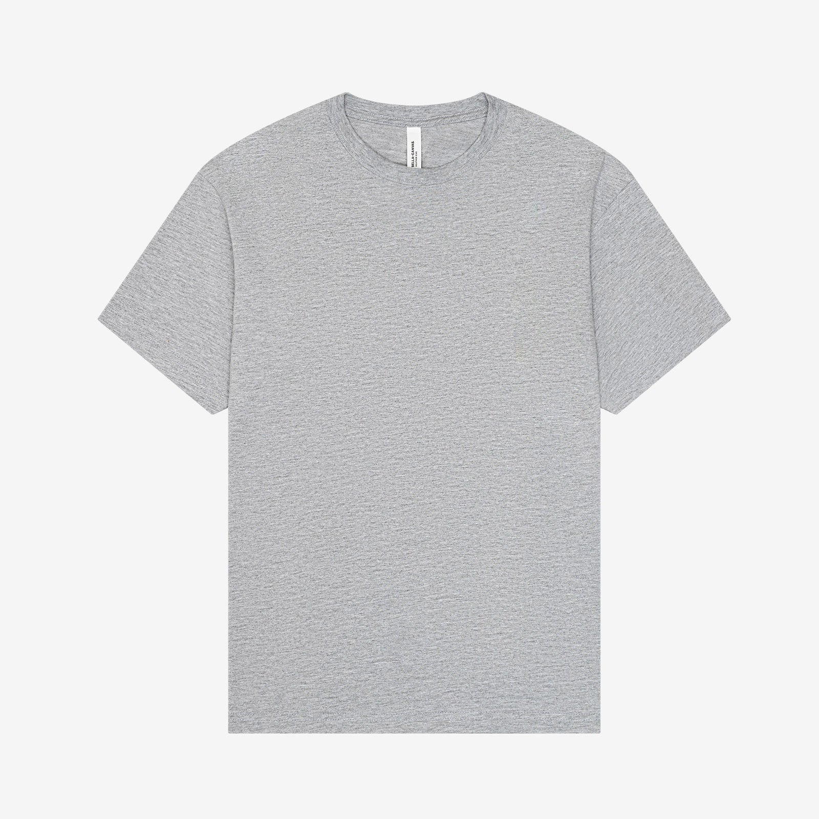 Bella + Canvas Unisex 6 oz Heavyweight Tee in Athletic Heather, a plain grey crewneck t-shirt.