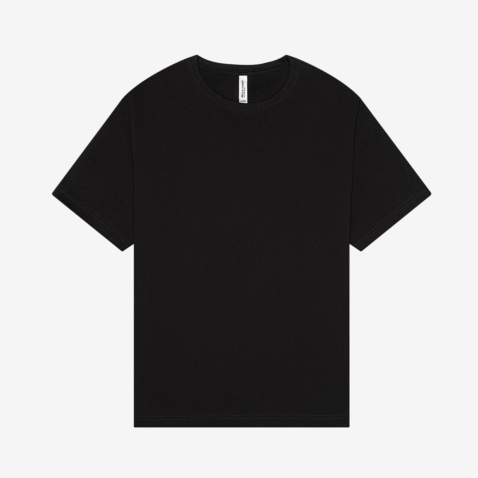 Bella + Canvas unisex 6 oz heavyweight black t-shirt.