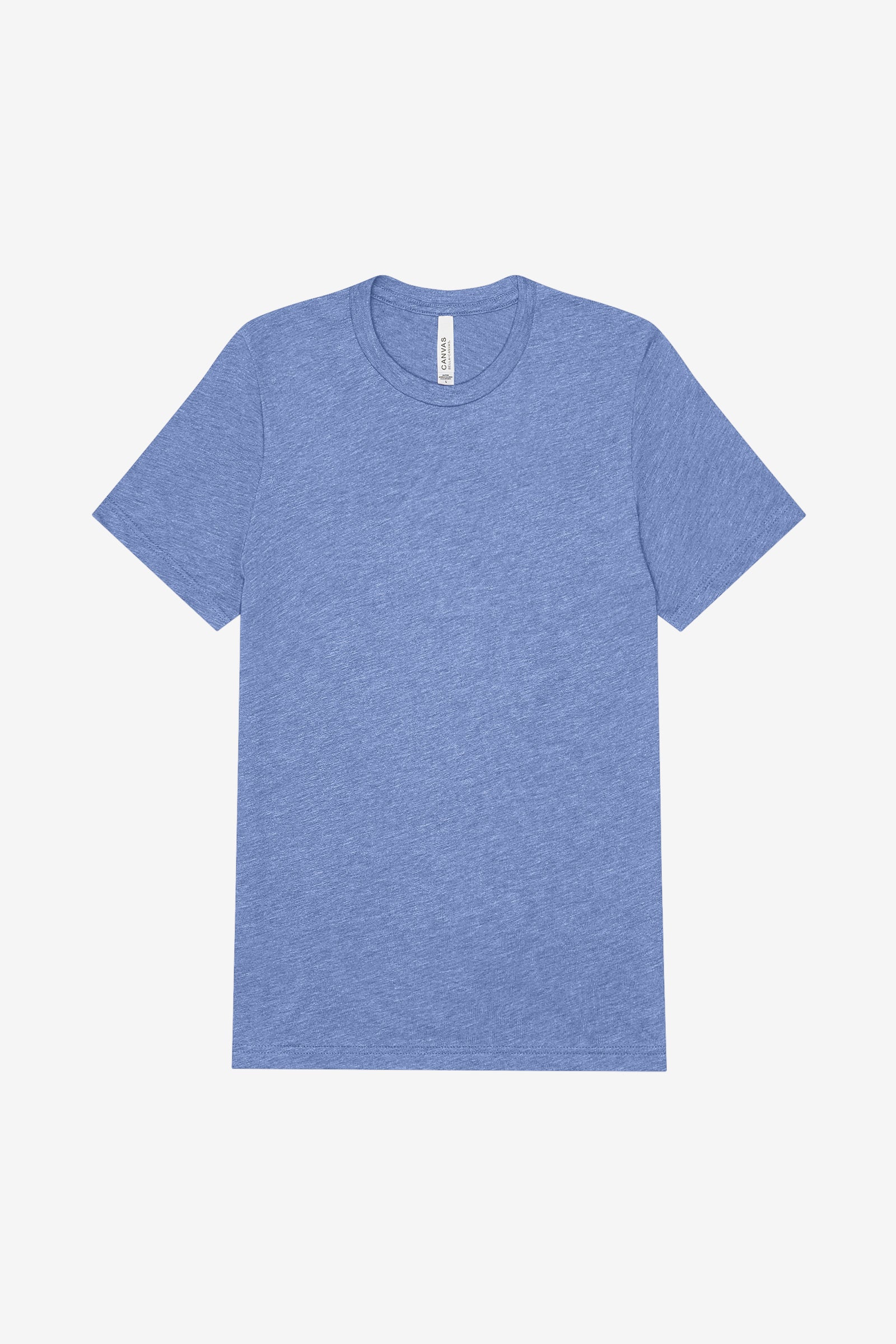 Bella+Canvas Unisex Triblend Short Sleeve Tee in blue triblend, featuring a classic crew neck and comfortable fit.