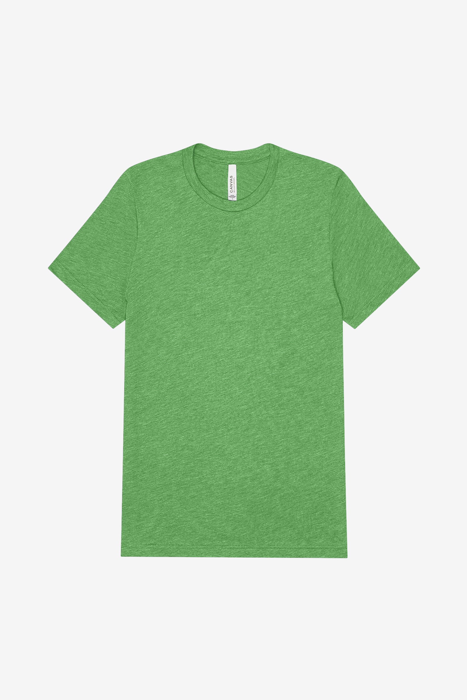 Bella+Canvas Unisex Triblend Short Sleeve Tee in Green Triblend flat lay view.