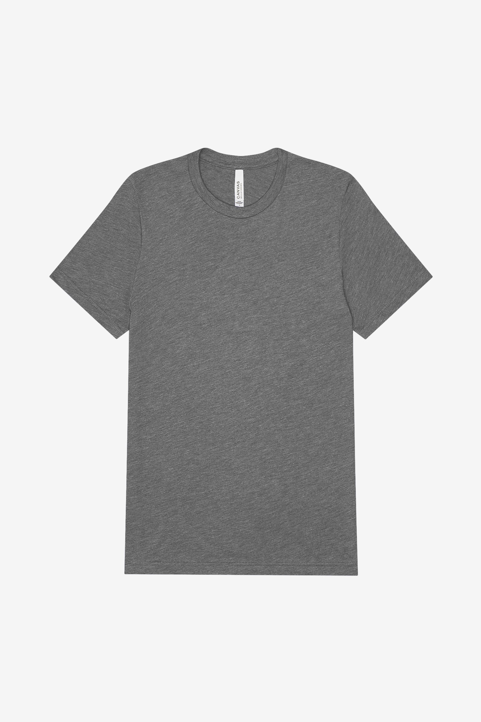 Bella+Canvas Unisex Triblend Short Sleeve Tee in grey triblend color shown flat on a white background.