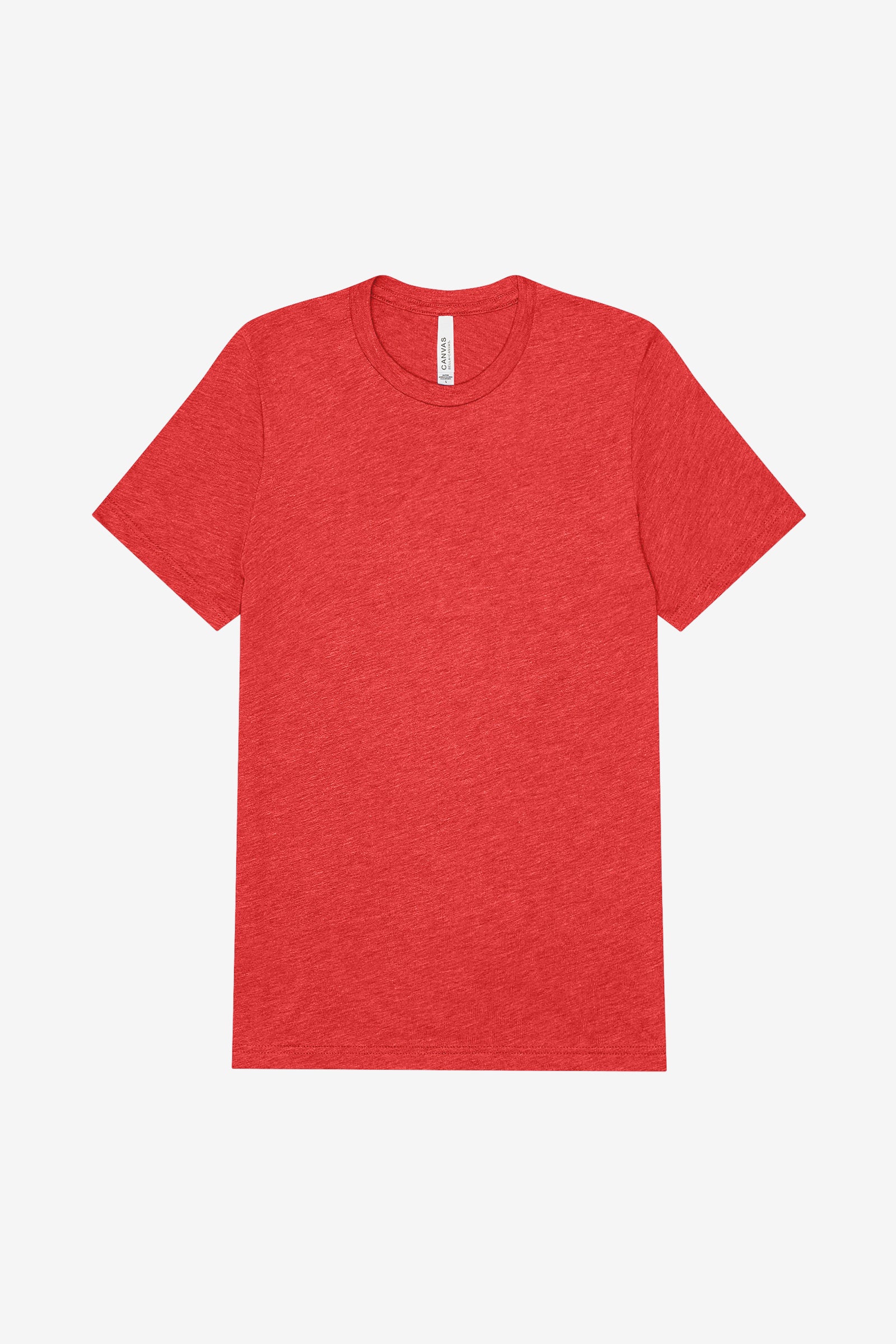 Bella+Canvas Unisex Triblend Short Sleeve Tee in red triblend displayed flat against a white background.