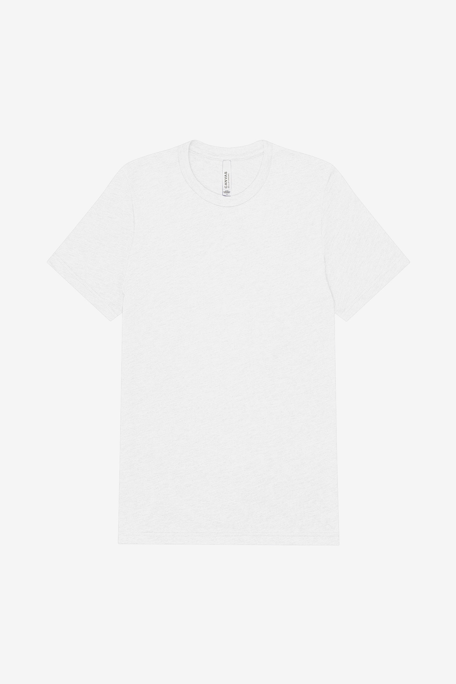 Bella+Canvas Unisex Triblend Short Sleeve Tee in Solid White Triblend flat lay.