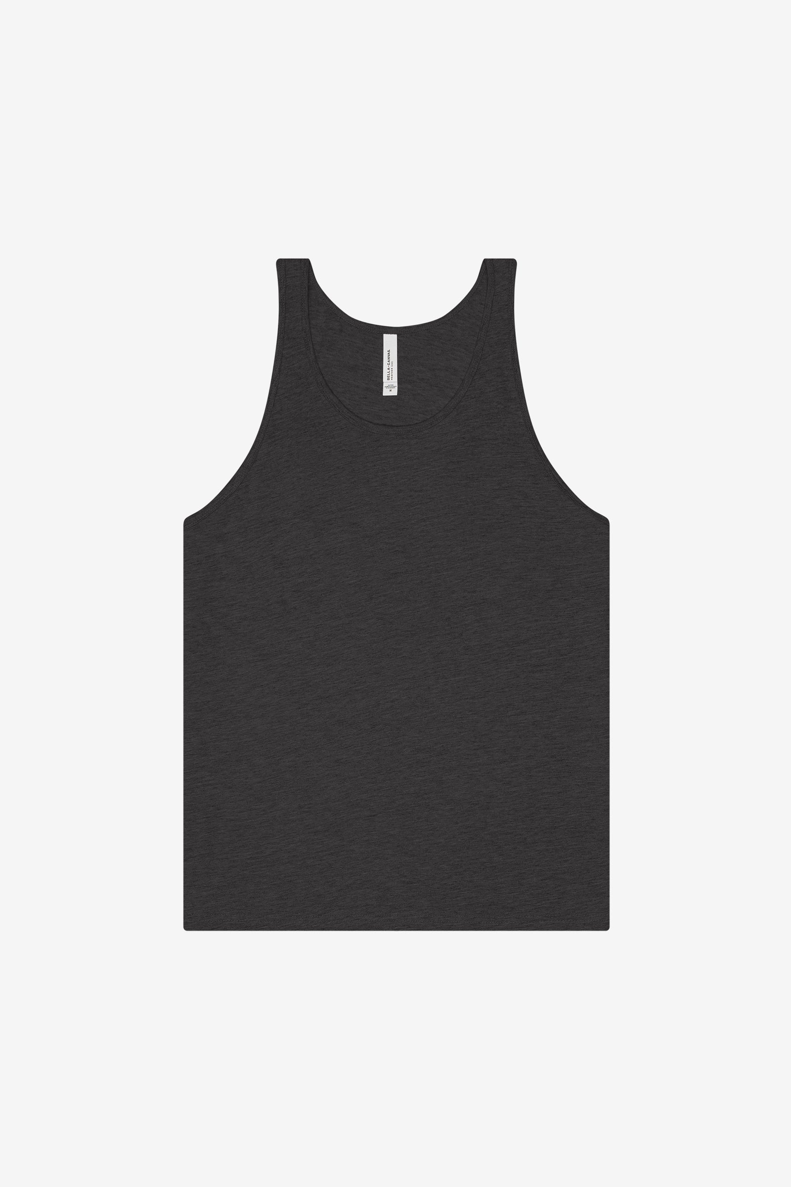 Bella+Canvas Unisex Heather CVC Tank in Dark Grey Heather shown as a front view.