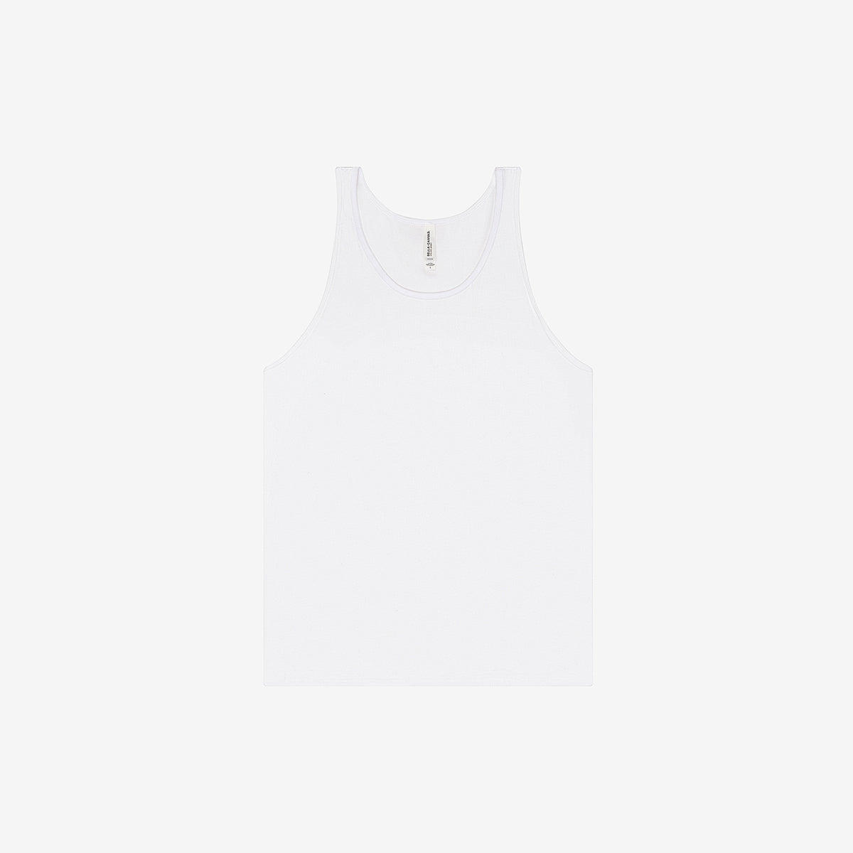 Bella+Canvas Unisex Jersey Tank in white, featuring a classic sleeveless design.
