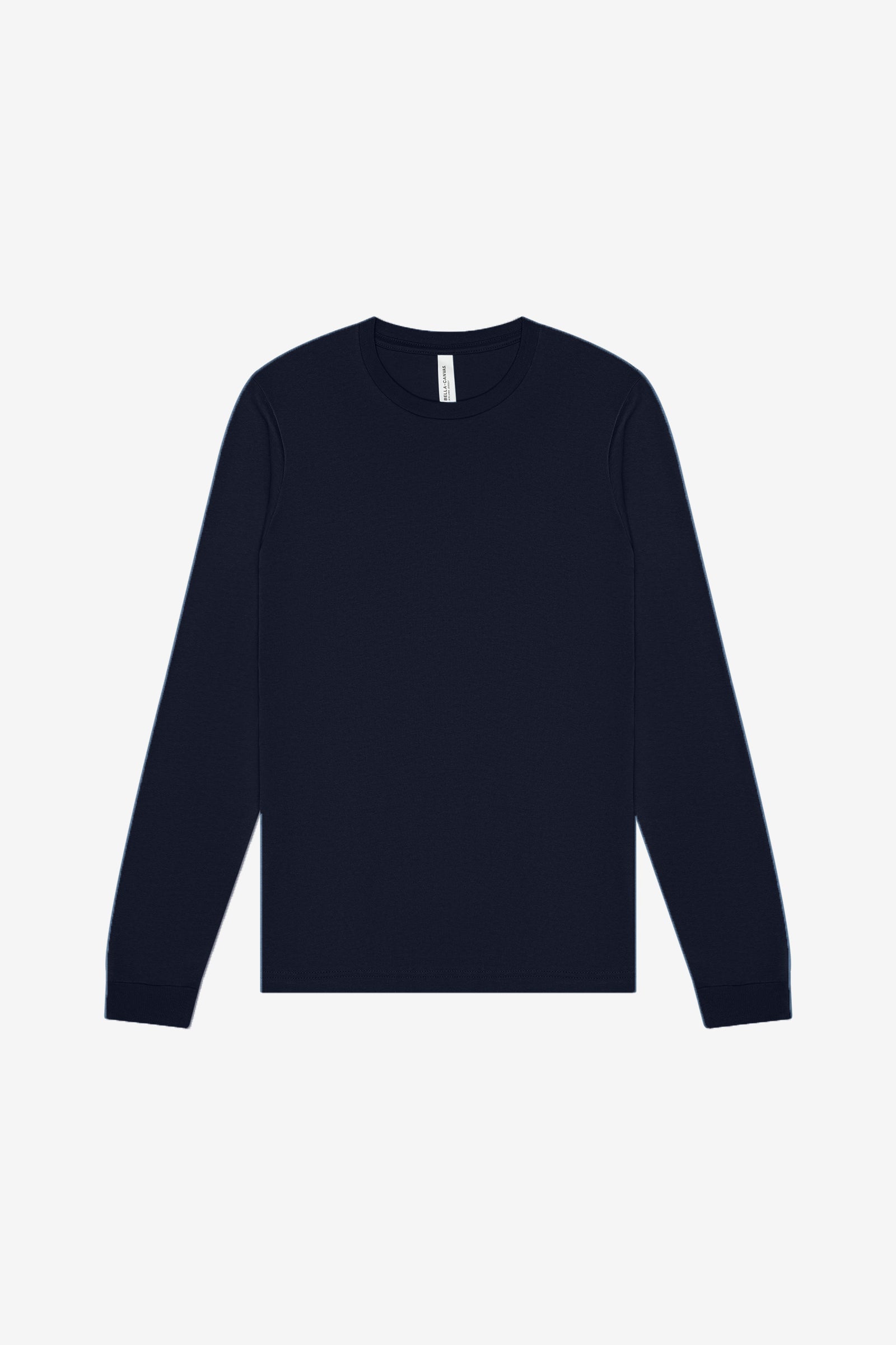 Bella+Canvas Unisex Jersey Long Sleeve Tee in navy blue.