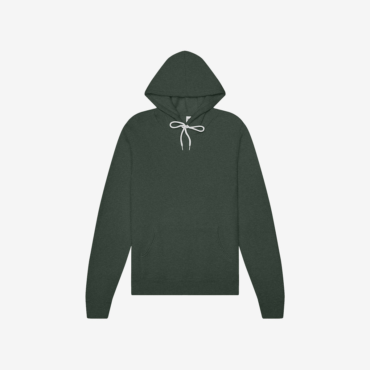 Bella+Canvas Unisex Poly-Cotton Fleece Pullover Hoodie in Heather Forest against a plain background.