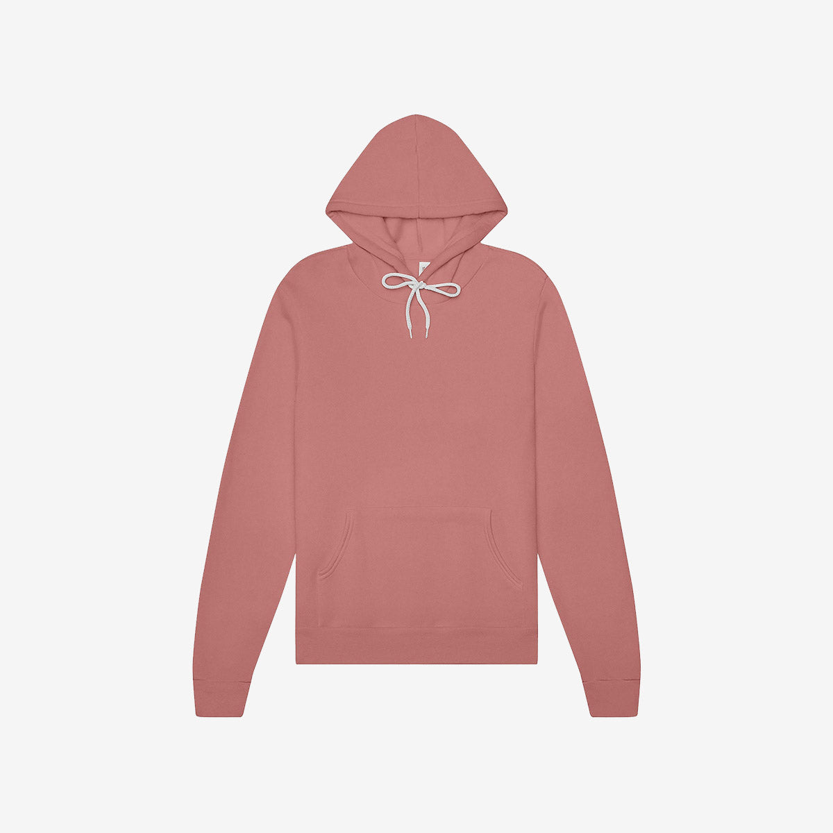 Bella+Canvas Unisex Poly-Cotton Fleece Pullover Hoodie in mauve with white drawstrings.