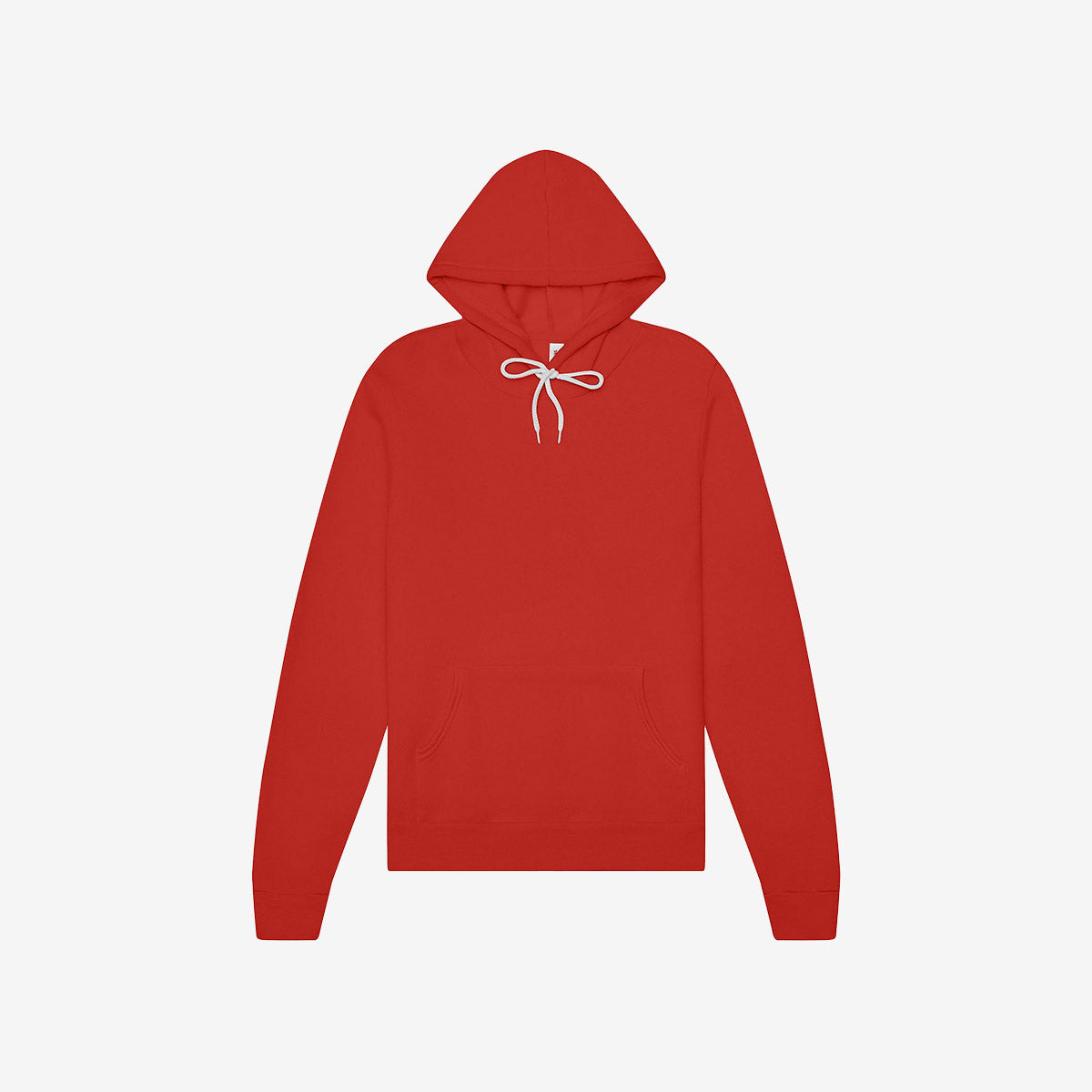 Bella+Canvas Unisex Poly-Cotton Fleece Pullover Hoodie in red with white drawstrings.