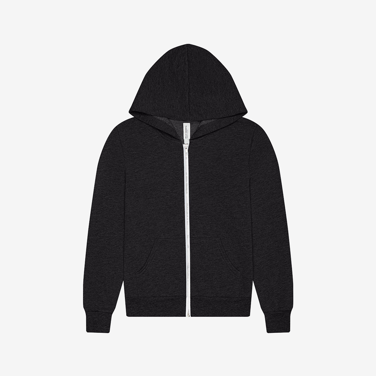 Bella+Canvas Youth Poly-Cotton Fleece Full-Zip Hoodie in Dark Grey Heather.