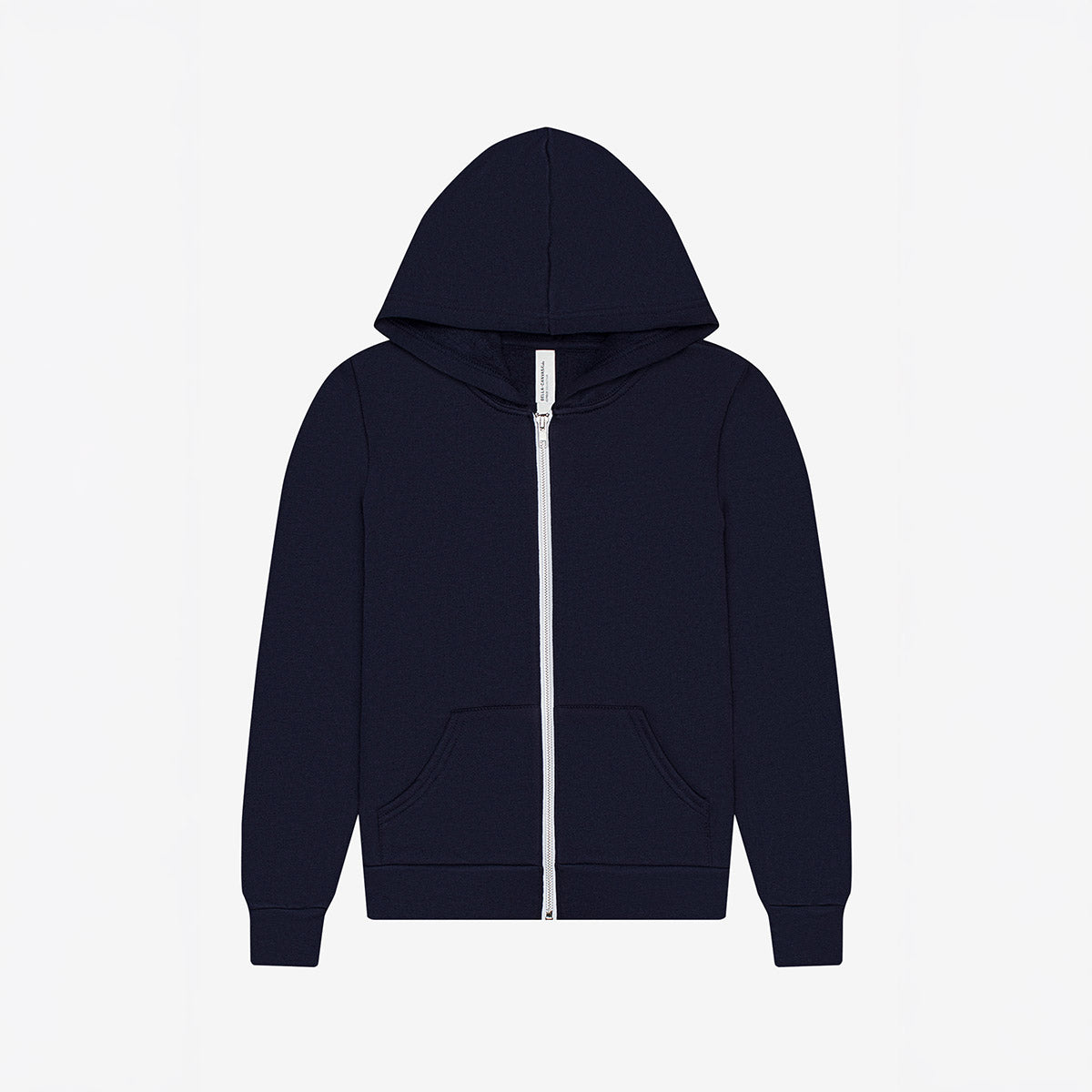 Bella+Canvas Youth Poly-Cotton Fleece Full-Zip Hoodie in navy.