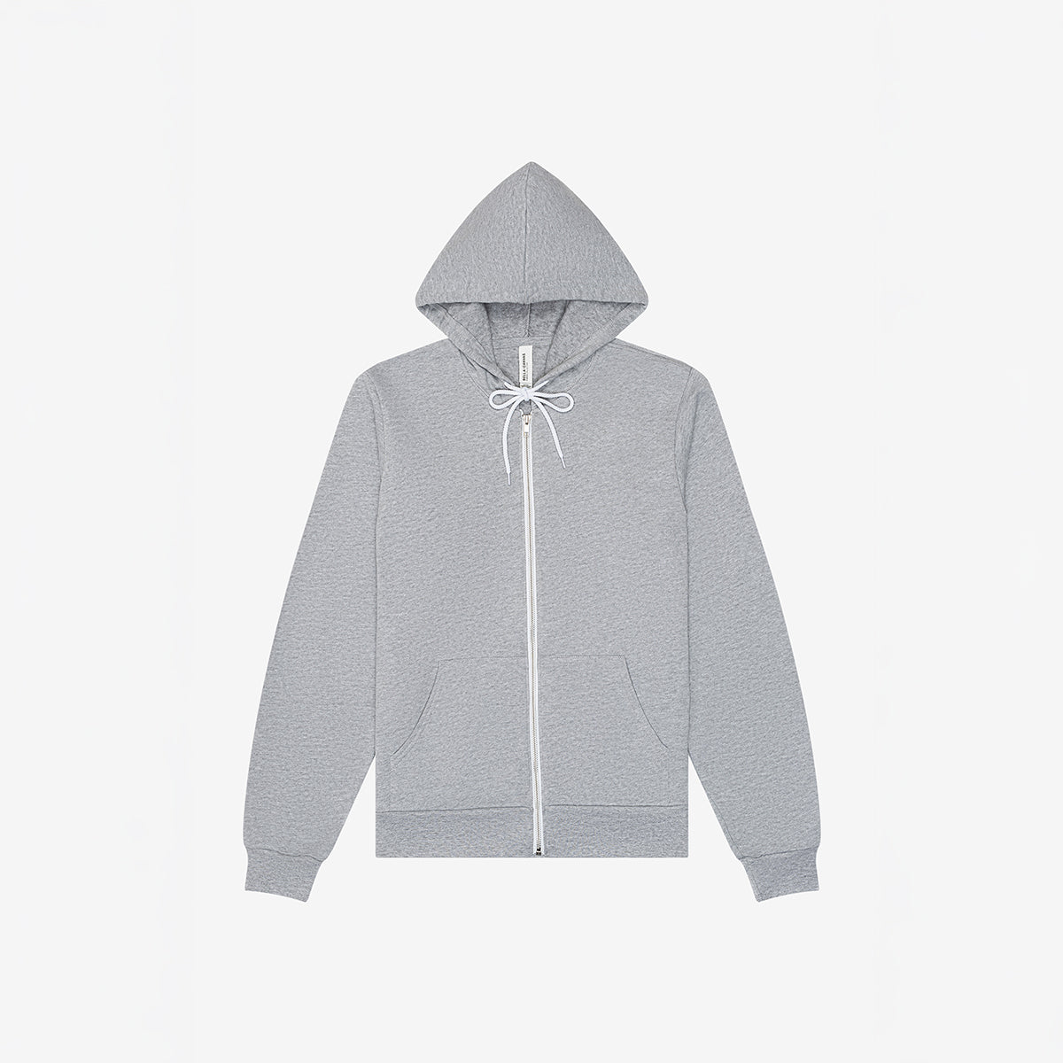 Bella+Canvas Unisex Poly-Cotton Fleece Full-Zip Hoodie in Athletic Heather gray.