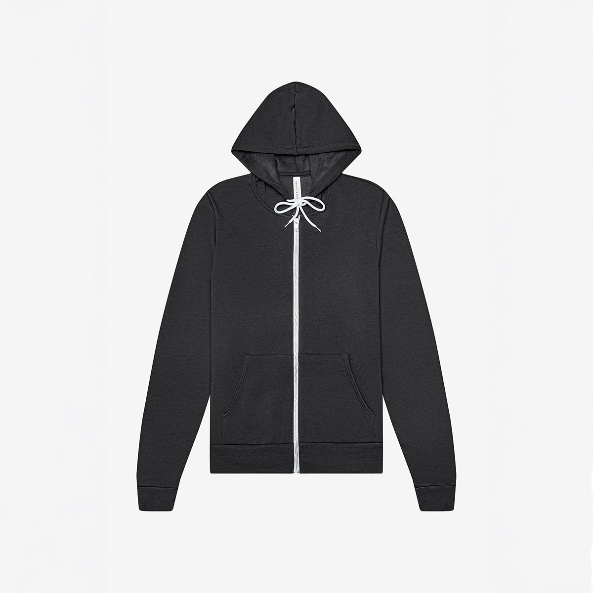 Bella+Canvas Unisex Poly-Cotton Fleece Full-Zip Hoodie in Dark Grey Heather.