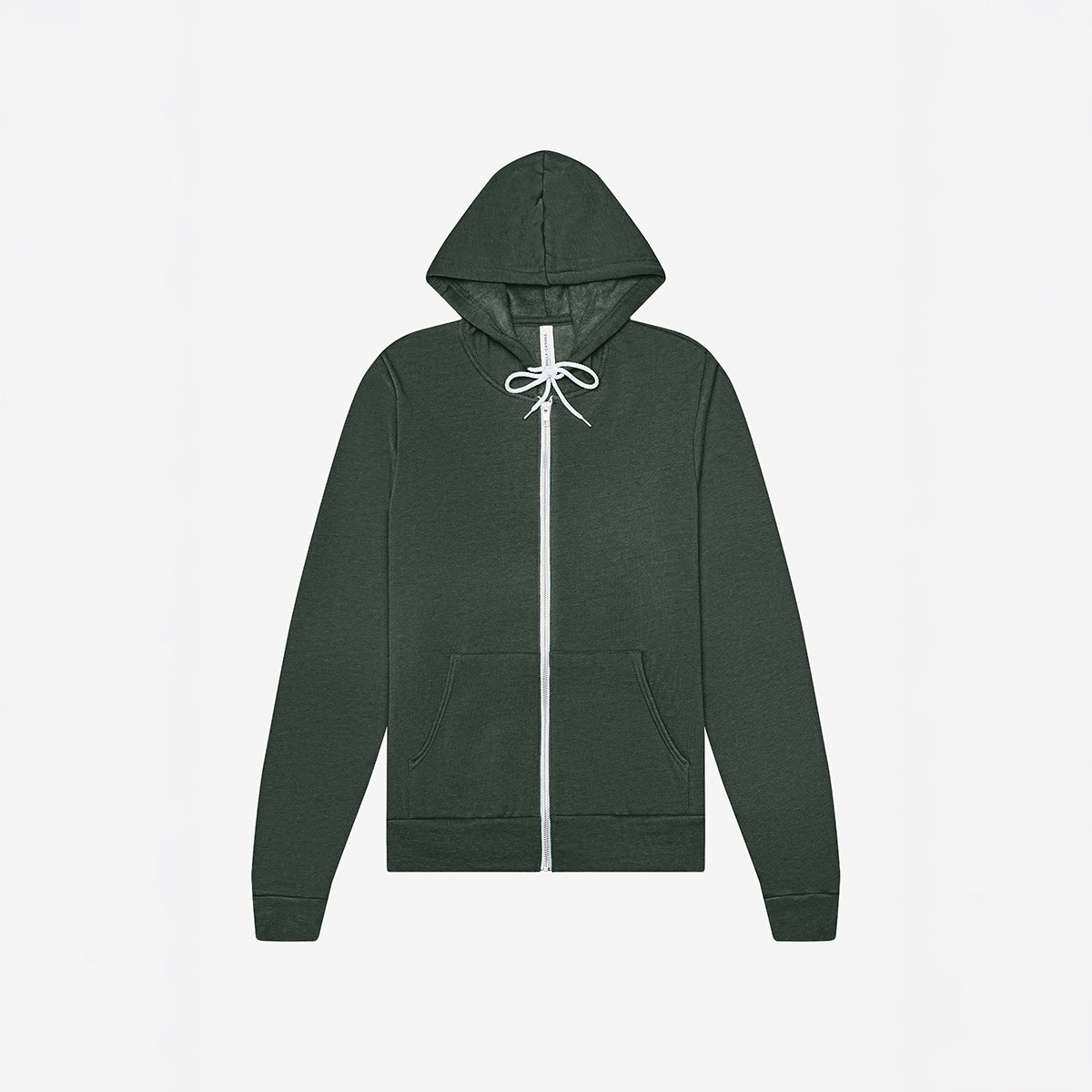 Bella+Canvas Unisex Poly-Cotton Fleece Full-Zip Hoodie in Heather Forest.