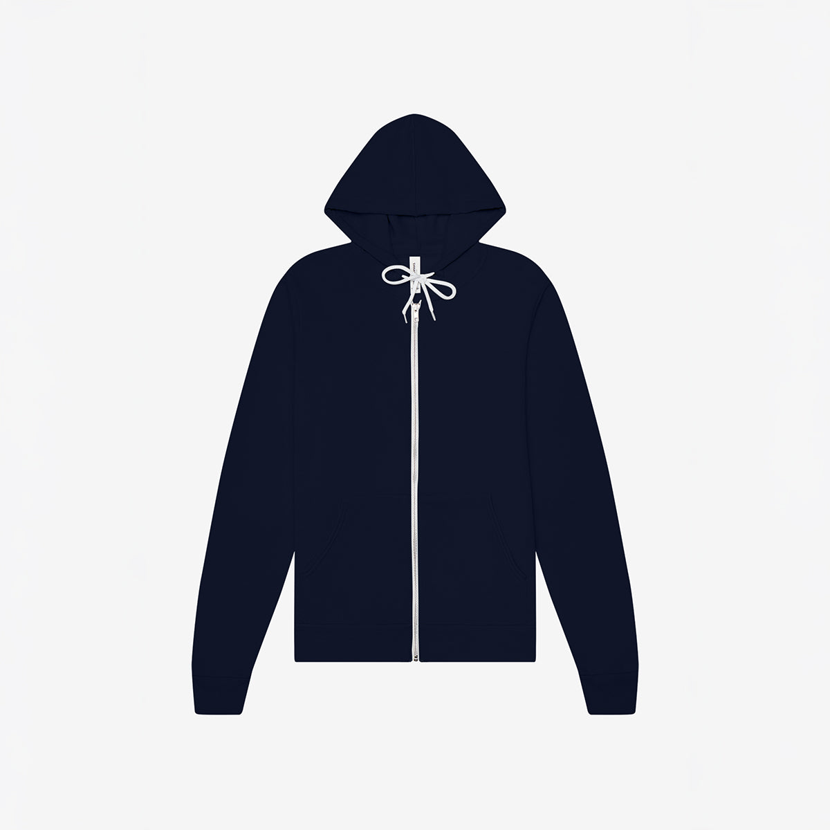Bella+Canvas Unisex Poly-Cotton Fleece Full-Zip Hoodie in Navy shown front-facing on a white background.