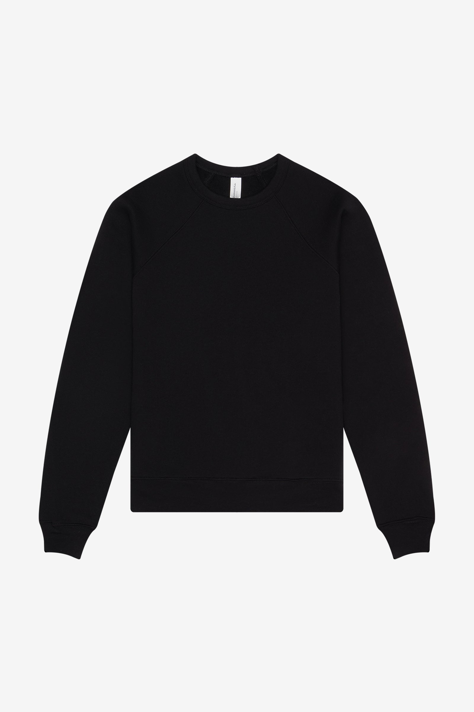 Bella+Canvas Youth black poly-cotton fleece raglan sweatshirt.