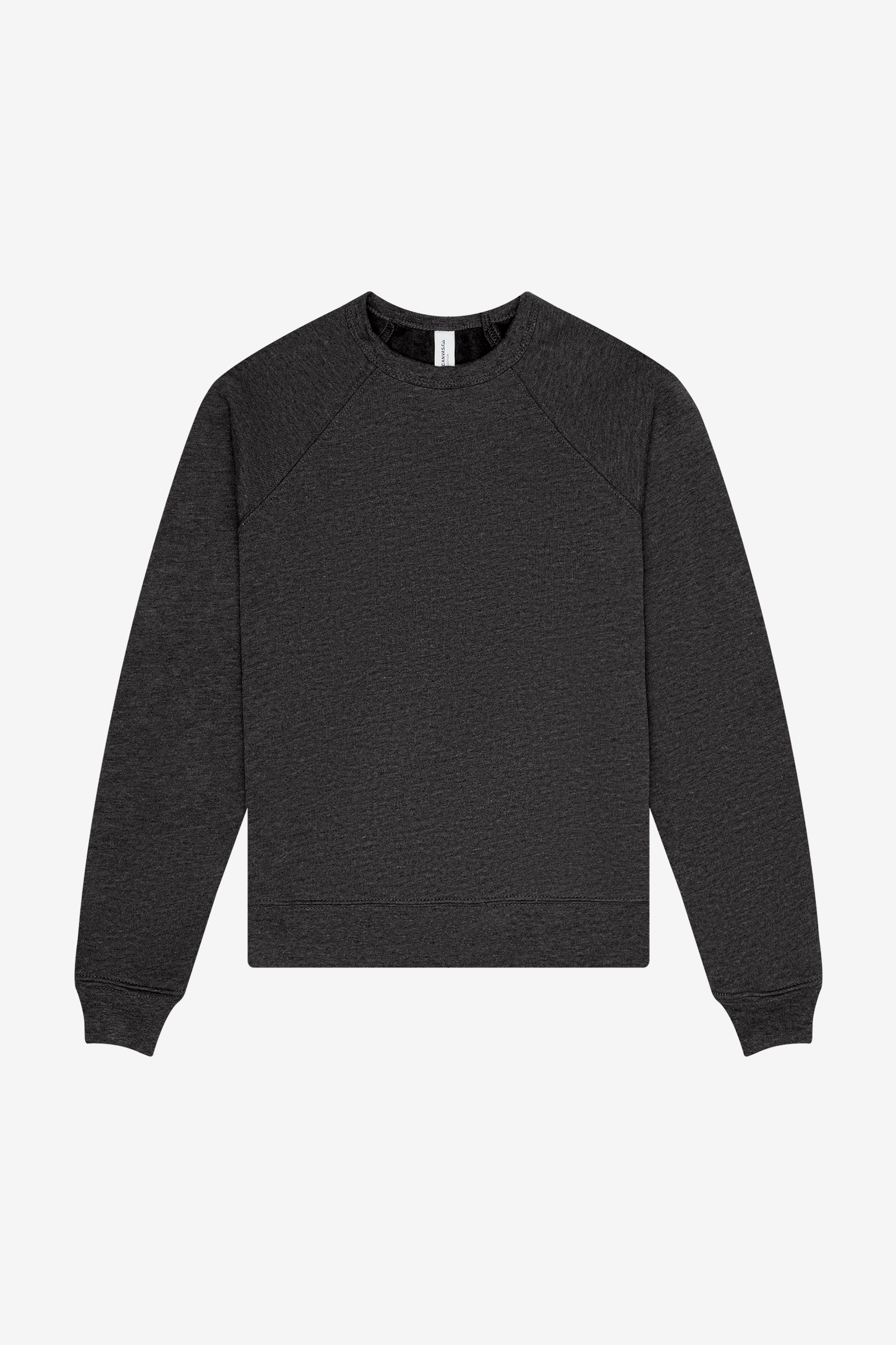 Bella+Canvas Youth Poly-Cotton Fleece Raglan Sweatshirt in Dark Grey Heather.