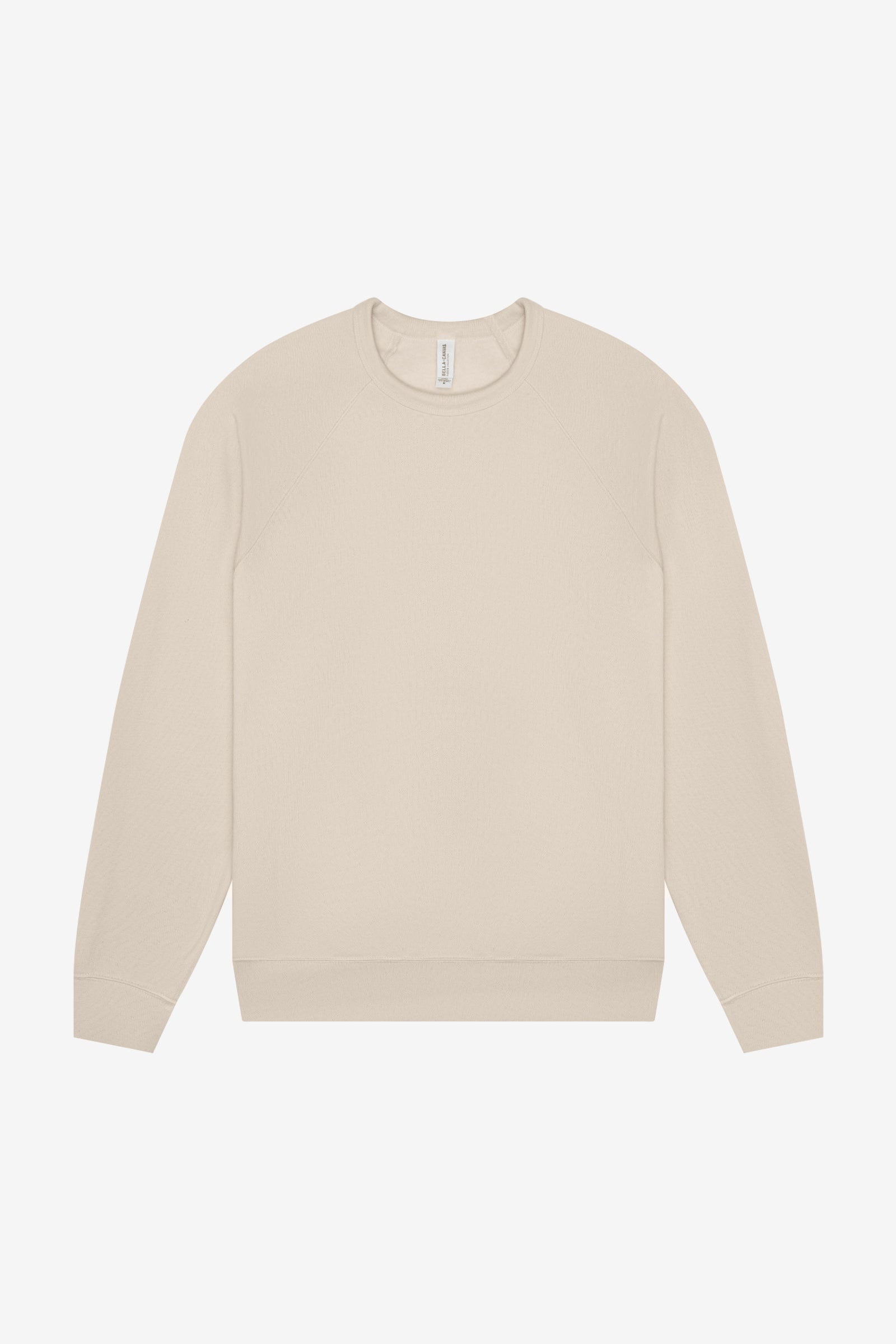 Bella+Canvas Unisex Poly-Cotton Fleece Raglan Sweatshirt in Heather Dust.