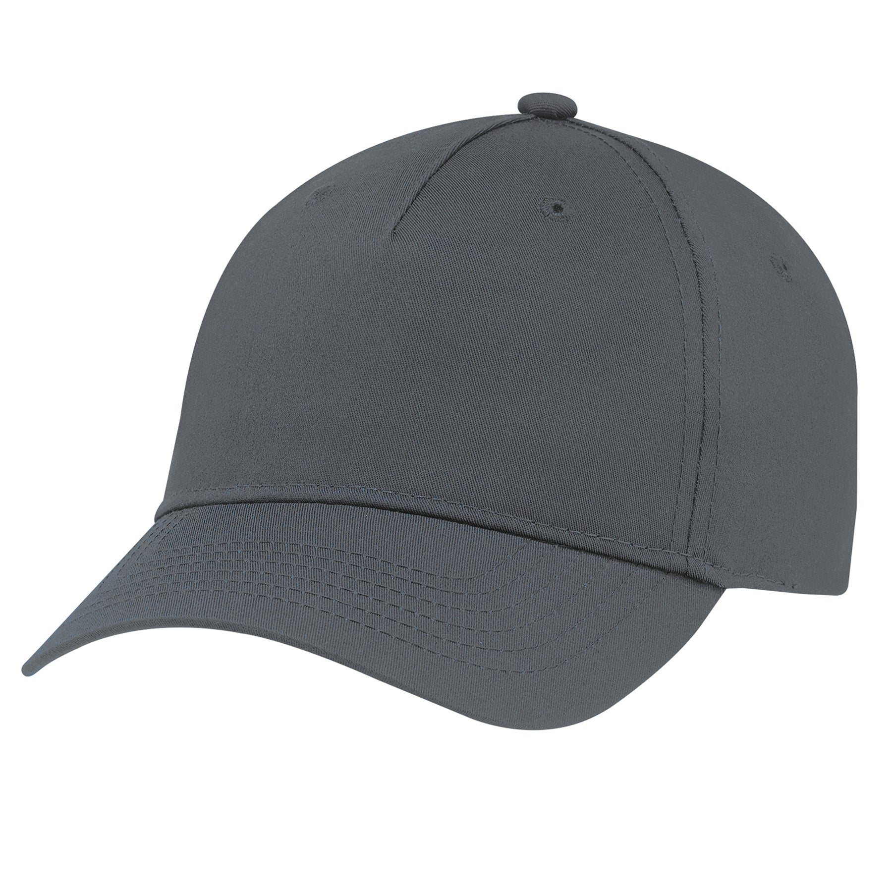 AJM 5 Panel Constructed Full-Fit-Five charcoal baseball cap in a side-profile view.