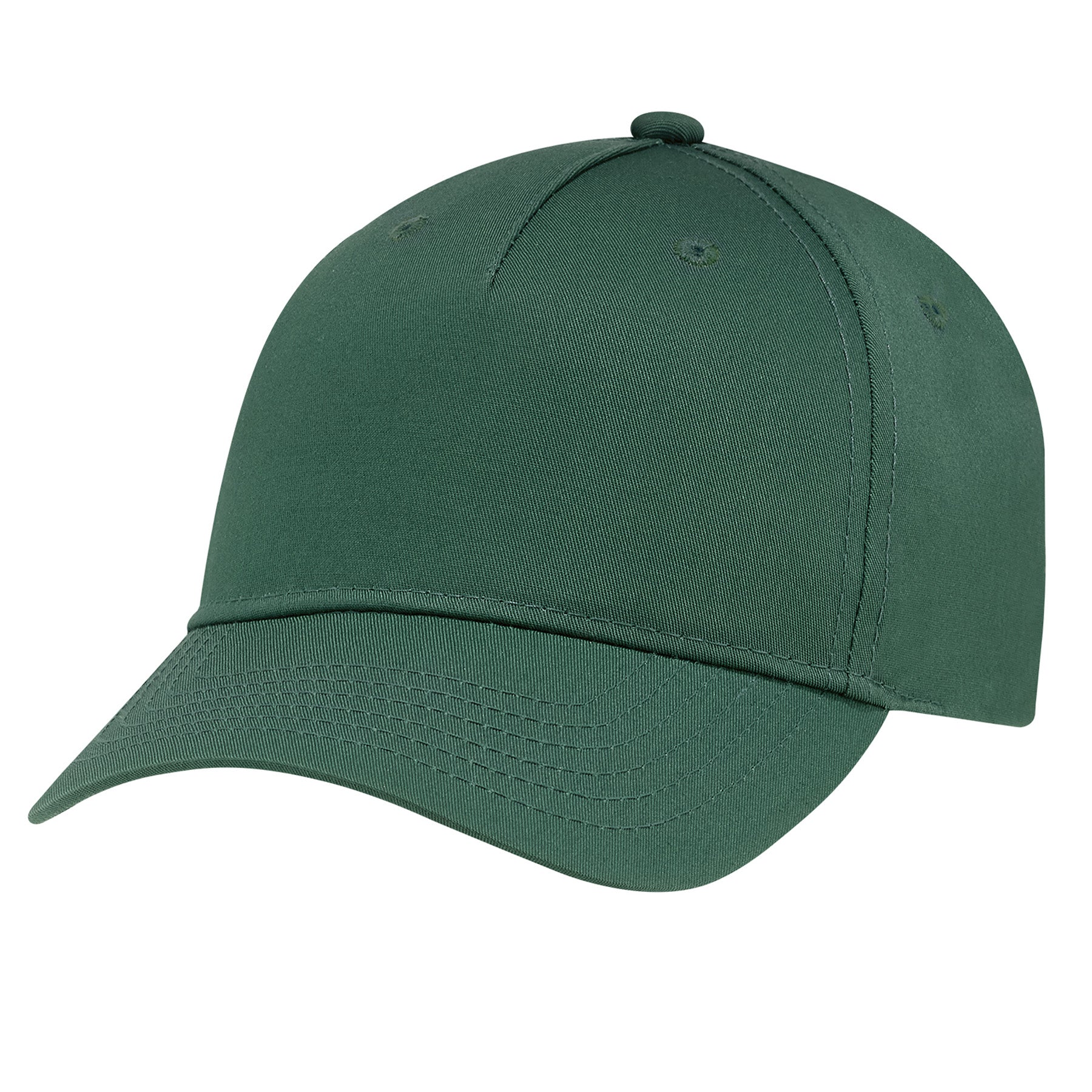 Forest green AJM 5 Panel Constructed Full-Fit-Five baseball cap with a structured crown and stitched visor.