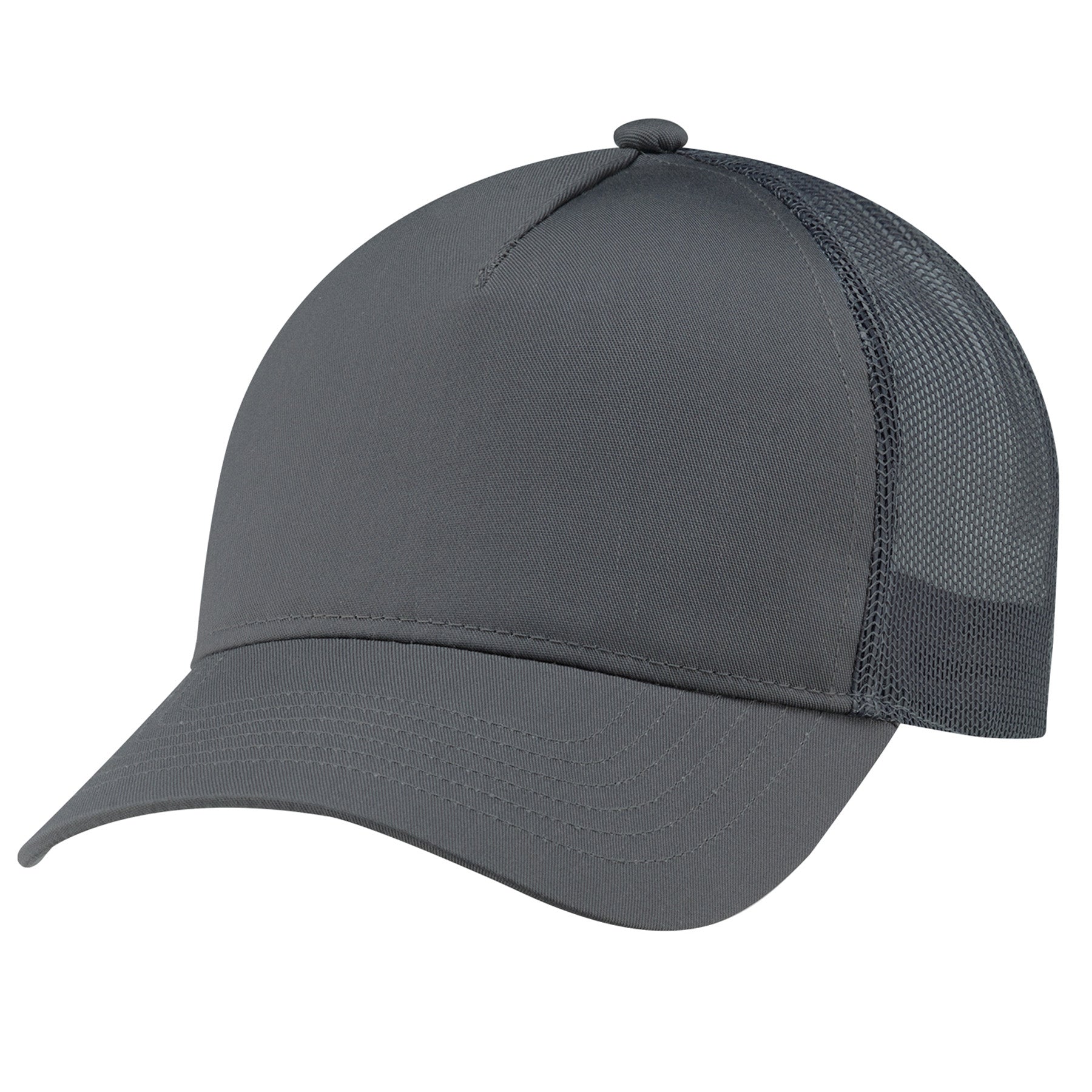 Charcoal AJM women's 5-panel constructed hat with a mesh back and curved visor.