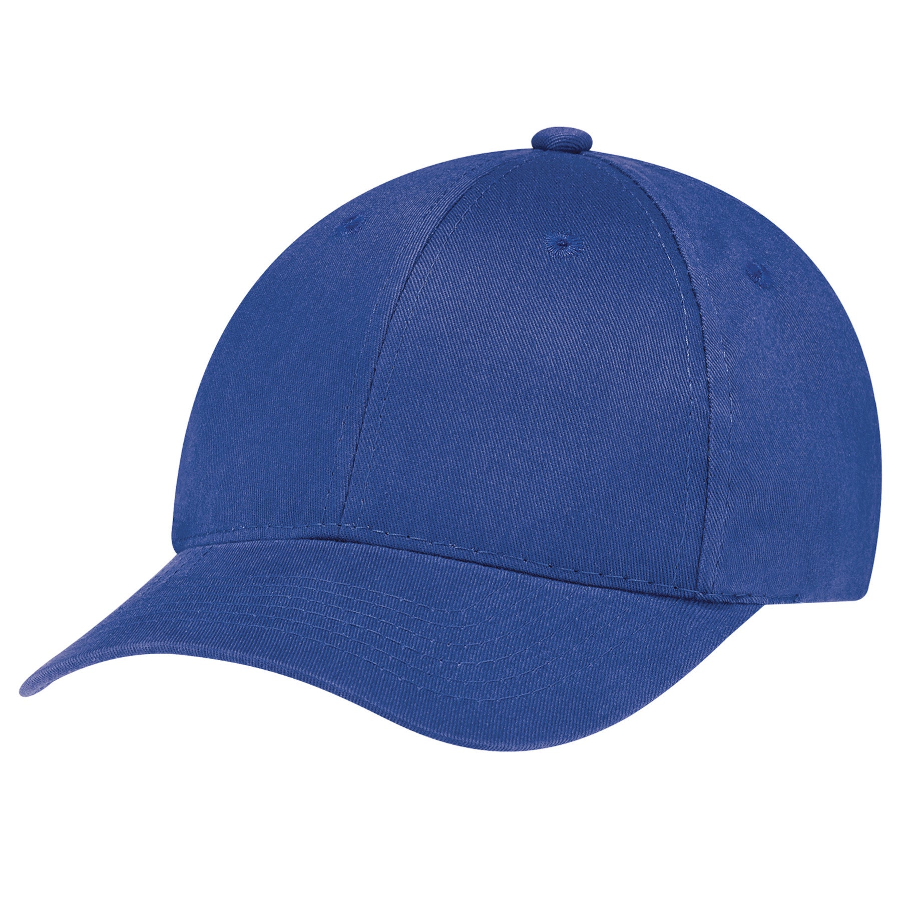 AJM brushed cotton drill royal blue 6 panel constructed contour baseball cap.