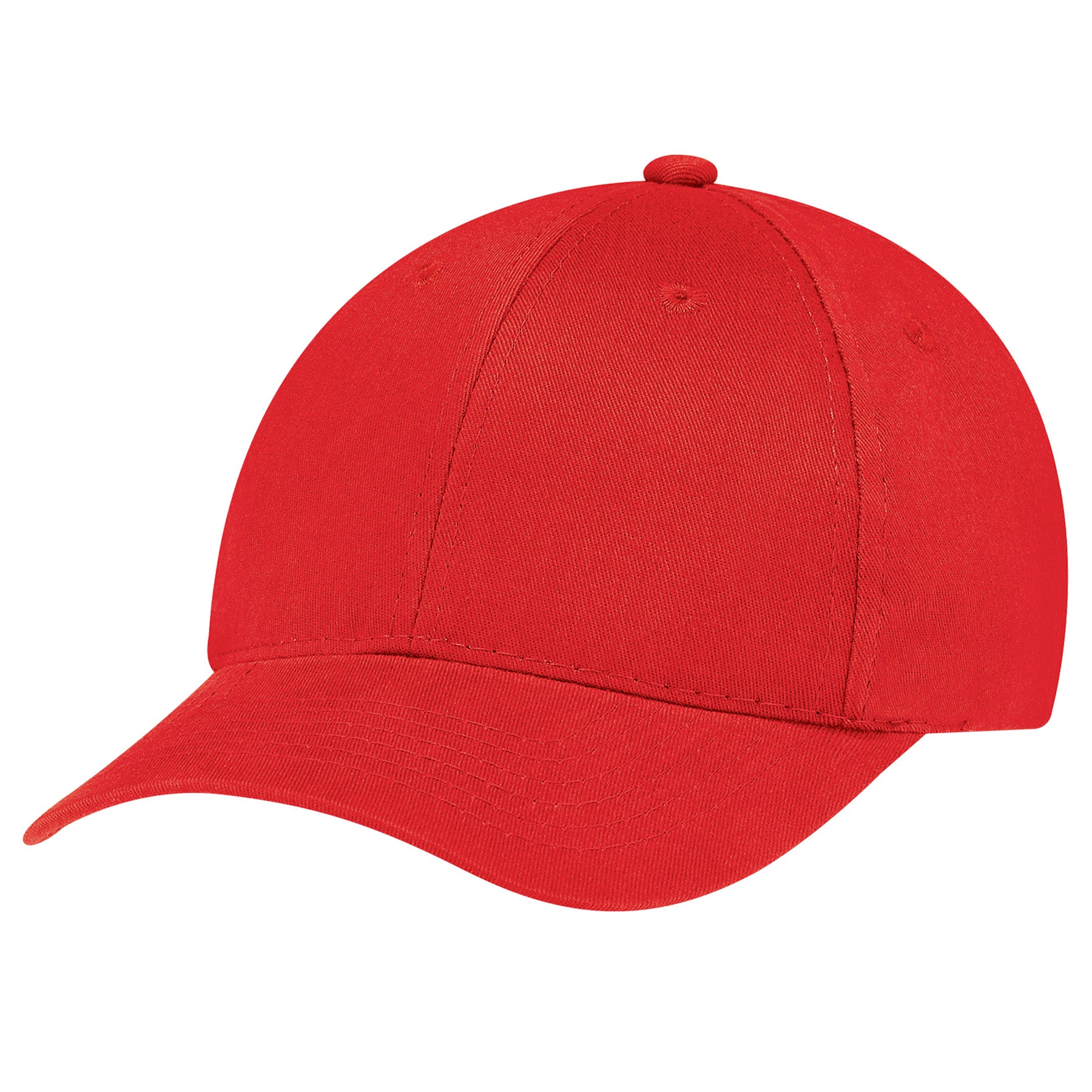 AJM Brushed Cotton Drill scarlet red 6-panel constructed contour baseball cap.