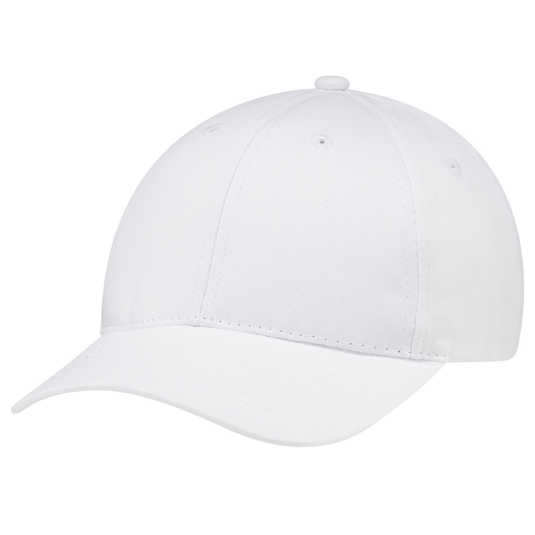 AJM white brushed cotton drill 6-panel constructed contour baseball cap.