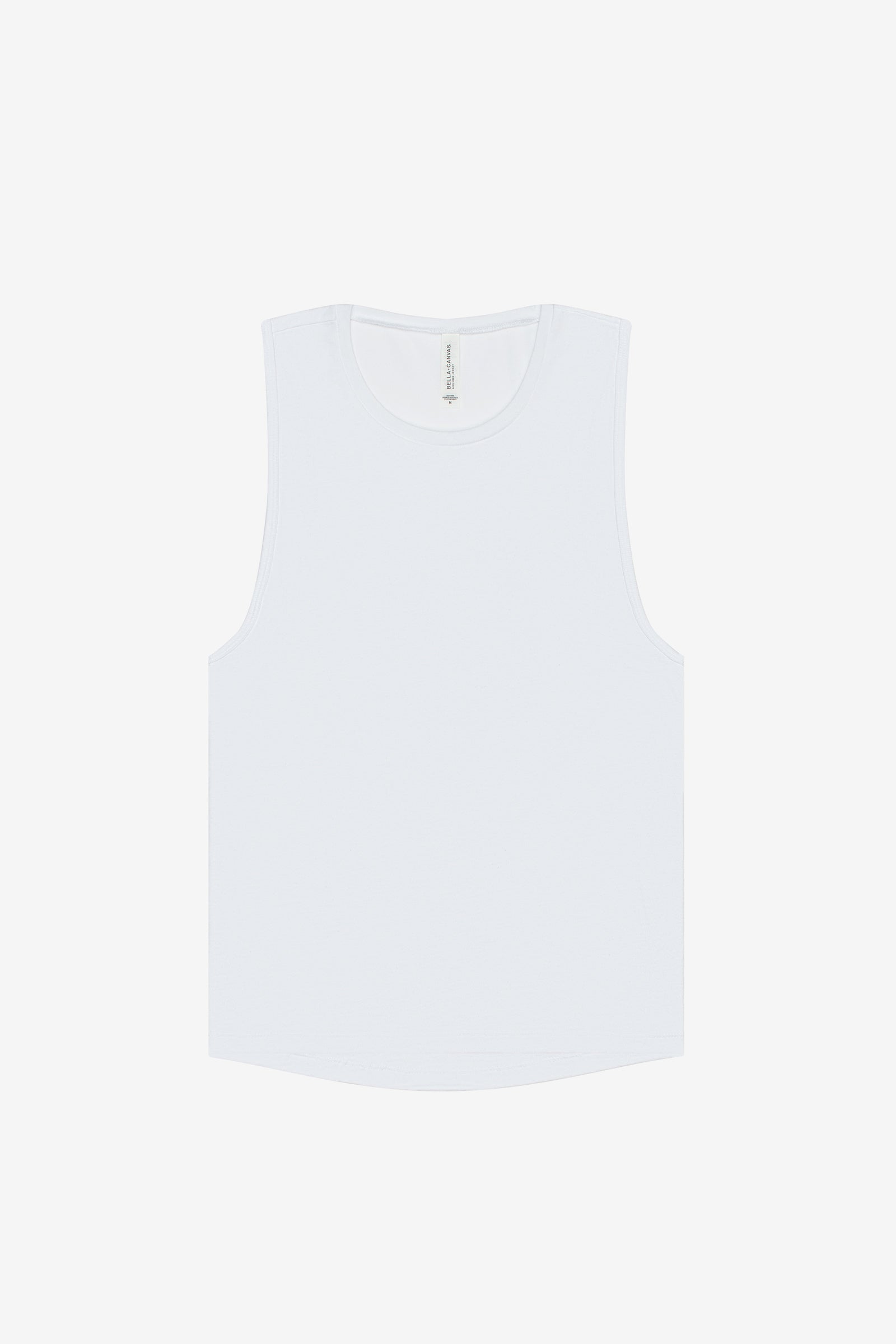 Bella + Canvas Women's Jersey Muscle Tank in white, displayed flat against a plain background.