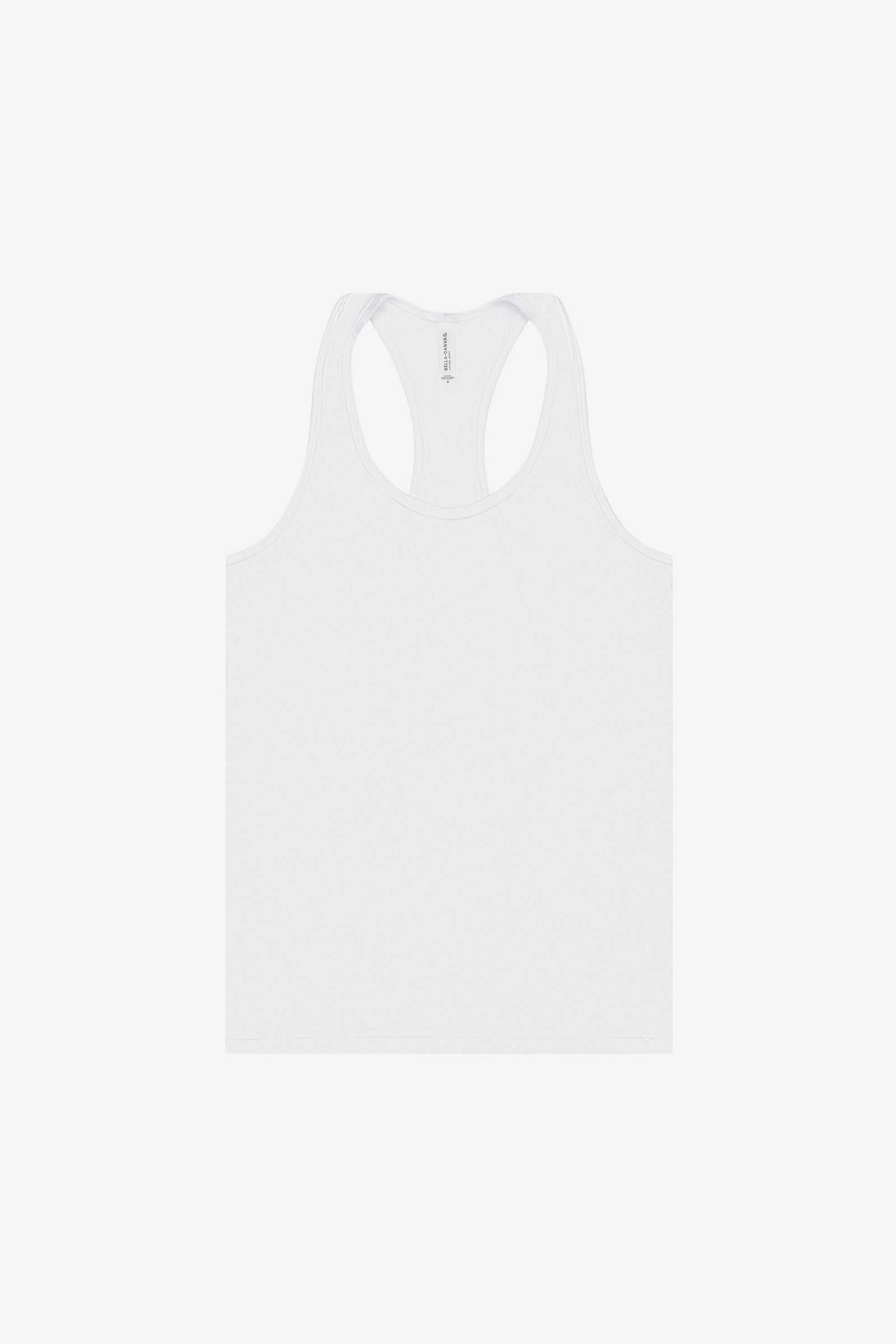 Bella + Canvas Women's Jersey Racerback Tank in white.